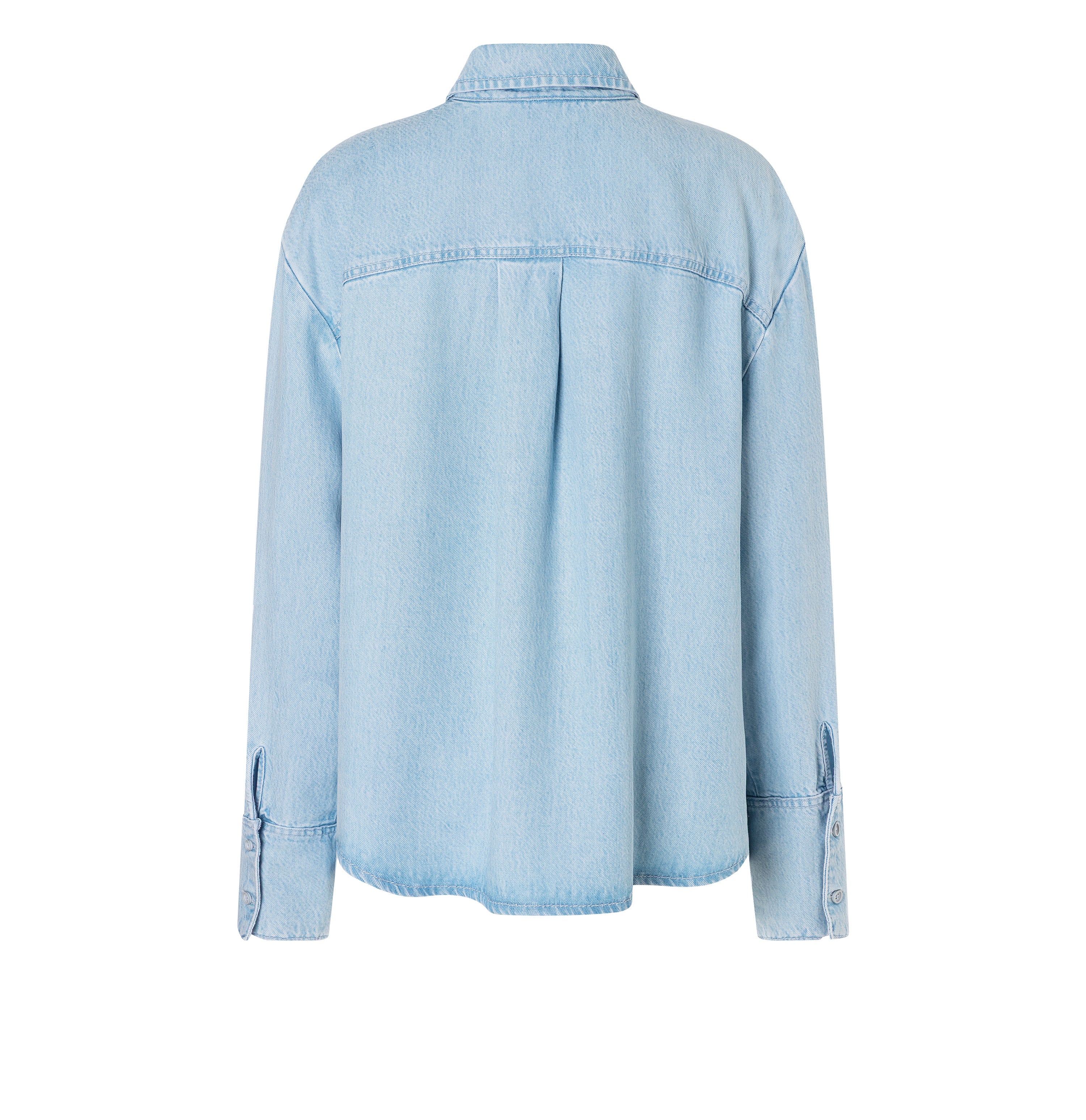 Denim shirt made of pure lyocell fibres. | OVER SHIRT | essential blue wash | Back view of bust