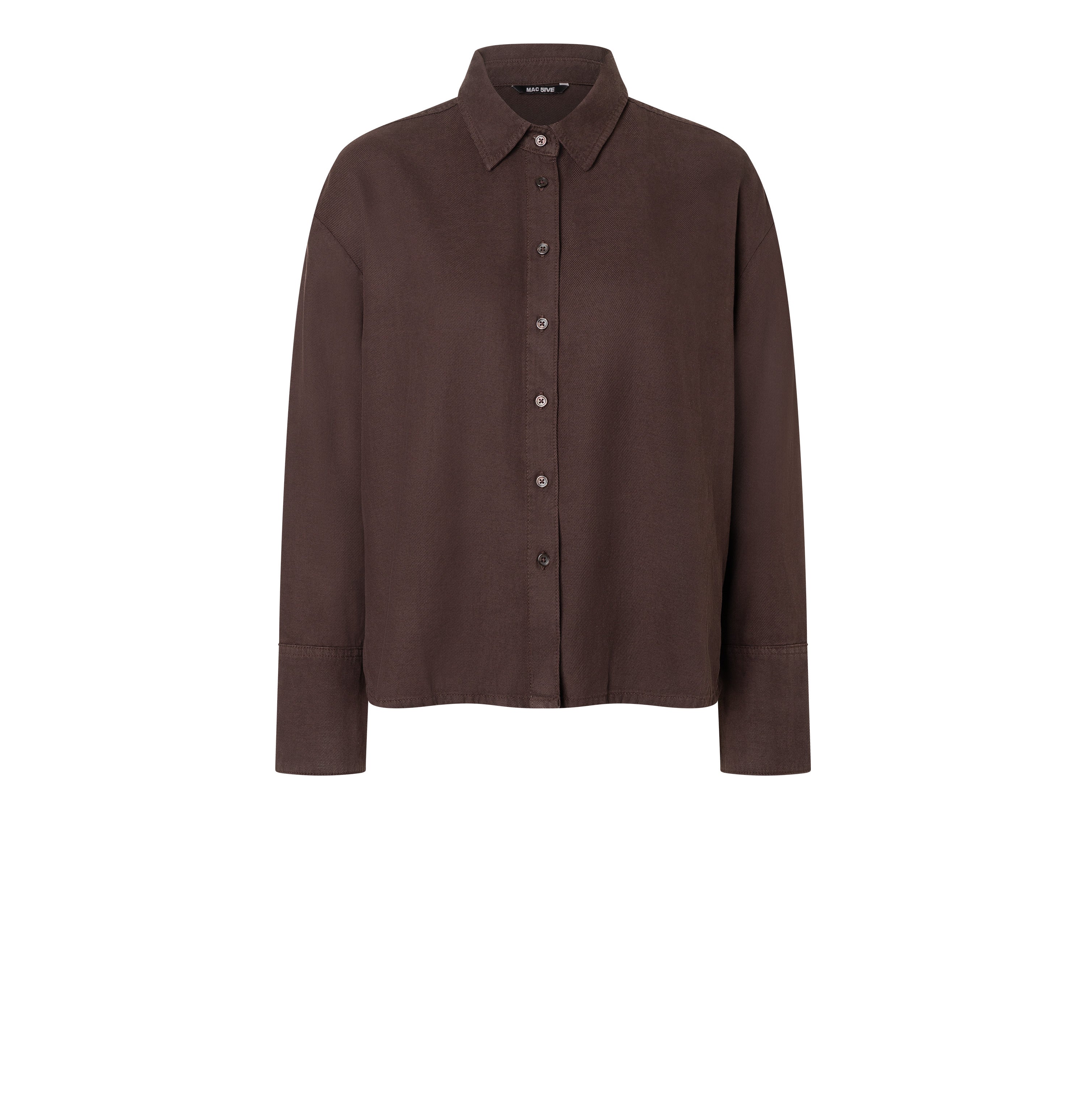 Shirt in a linen-lyocell-cotton blend. | OVER SHIRT 2.3 | truffle brown PPT | Front view of bust