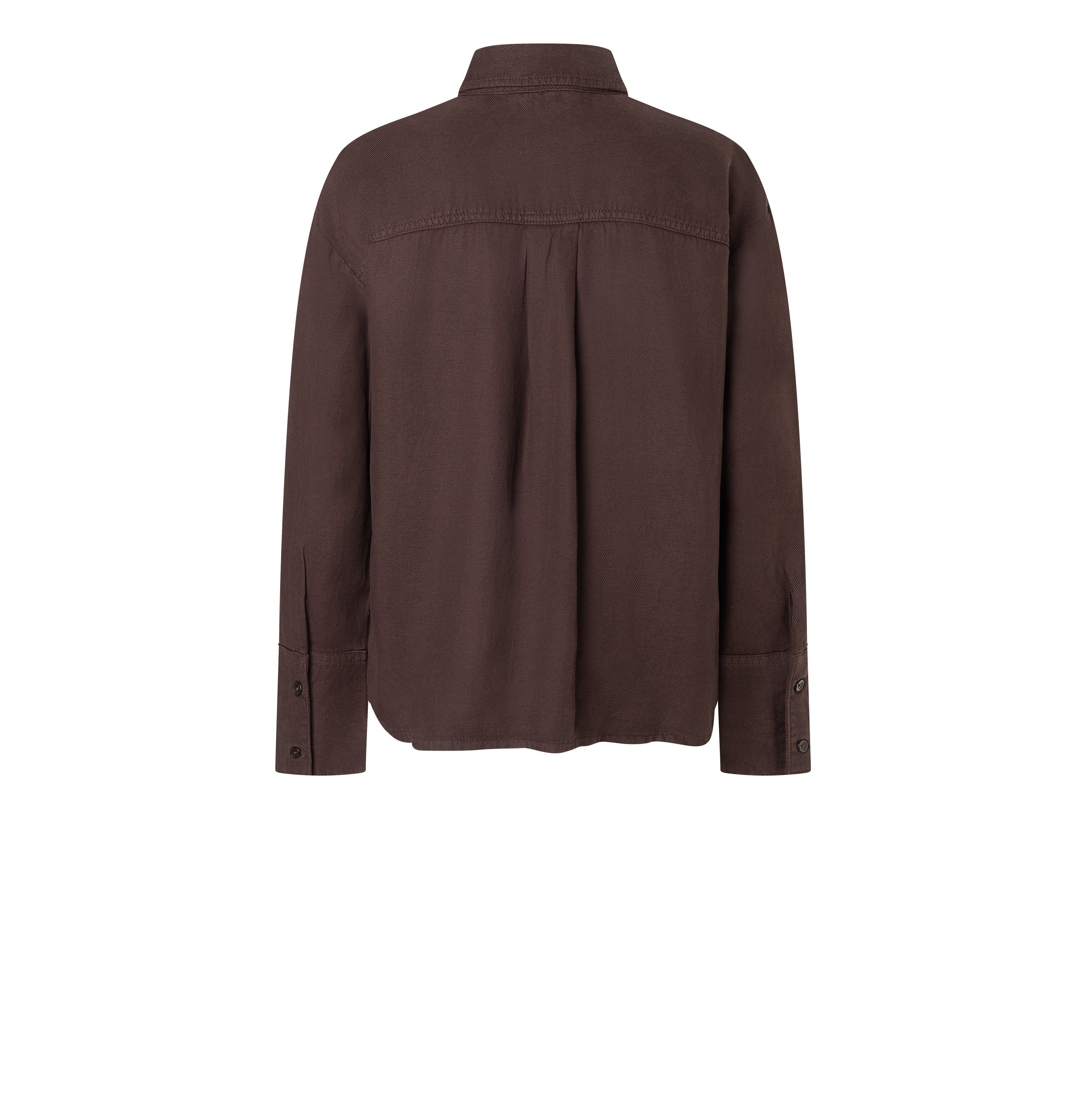 Shirt in a linen-lyocell-cotton blend. | OVER SHIRT 2.3 | truffle brown PPT | Back view of bust