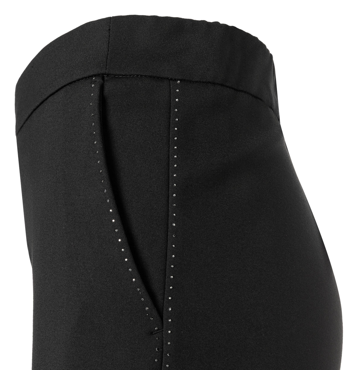 Wide jersey trousers with rhinestones. | CHIARA glam | black | Detail of bust