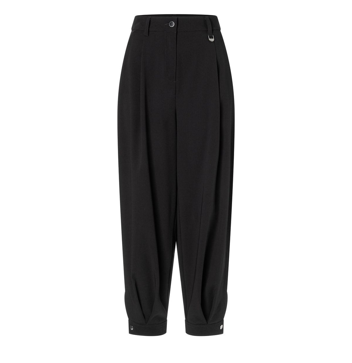Floating crepe trousers with cuffs. | BALLOON | black | Front view of bust