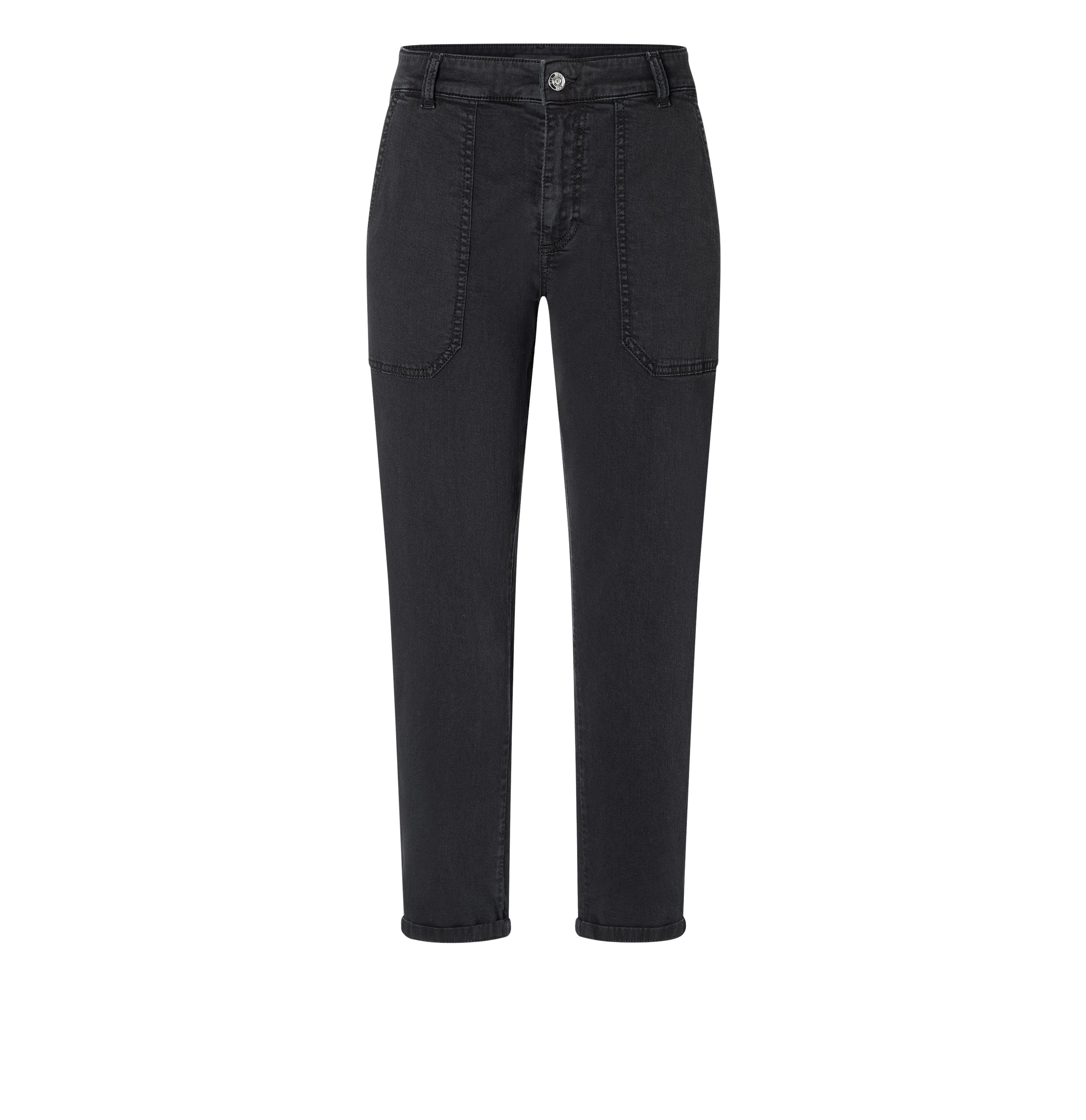 Utility pants made of compact gabardine. | WORKER 2.03 casual | night grey antique | Front view of bust