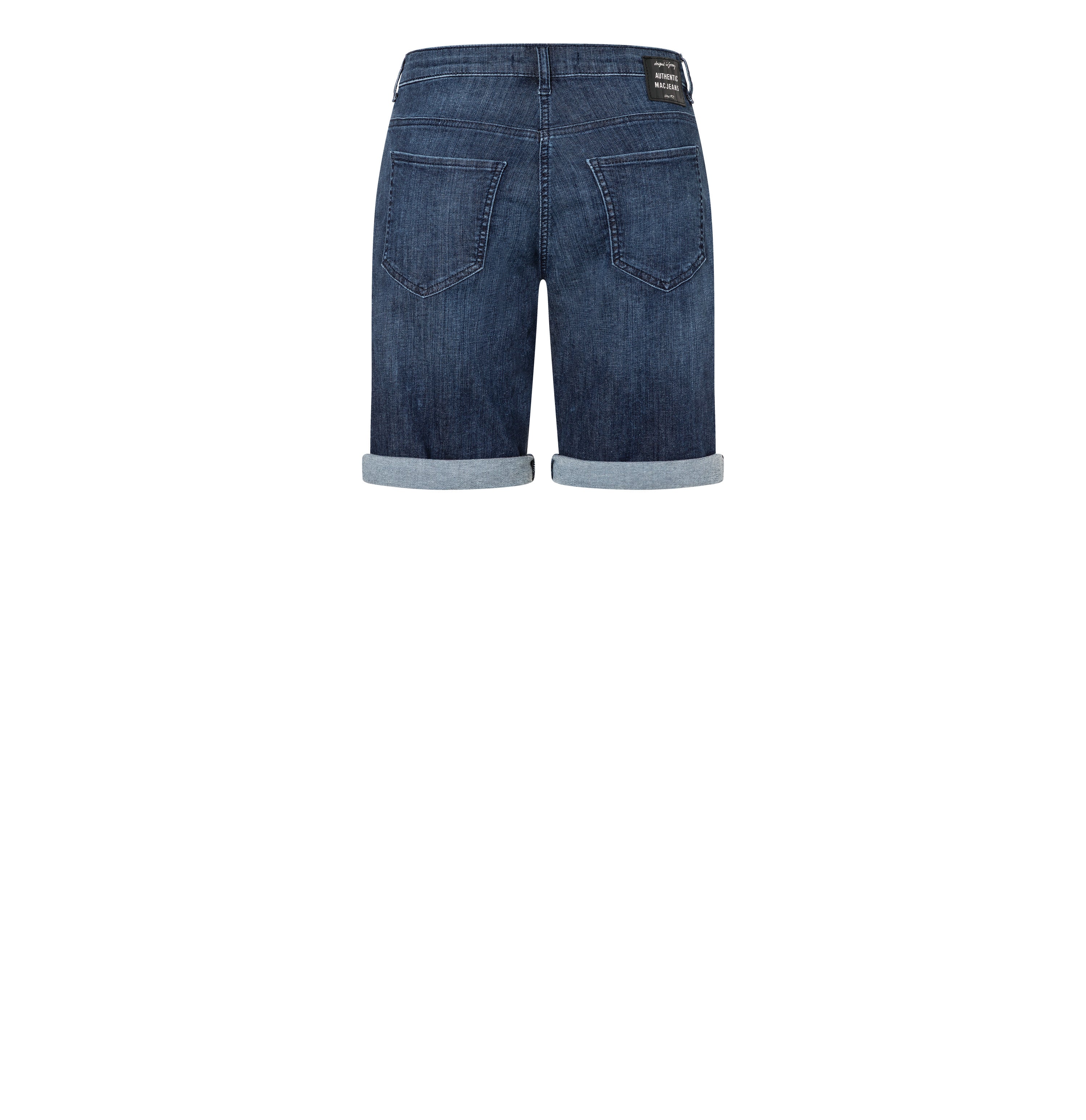 Turned-up shorts made of light denim. | SHORTY summer clean | dark ocean wash | Back view of bust