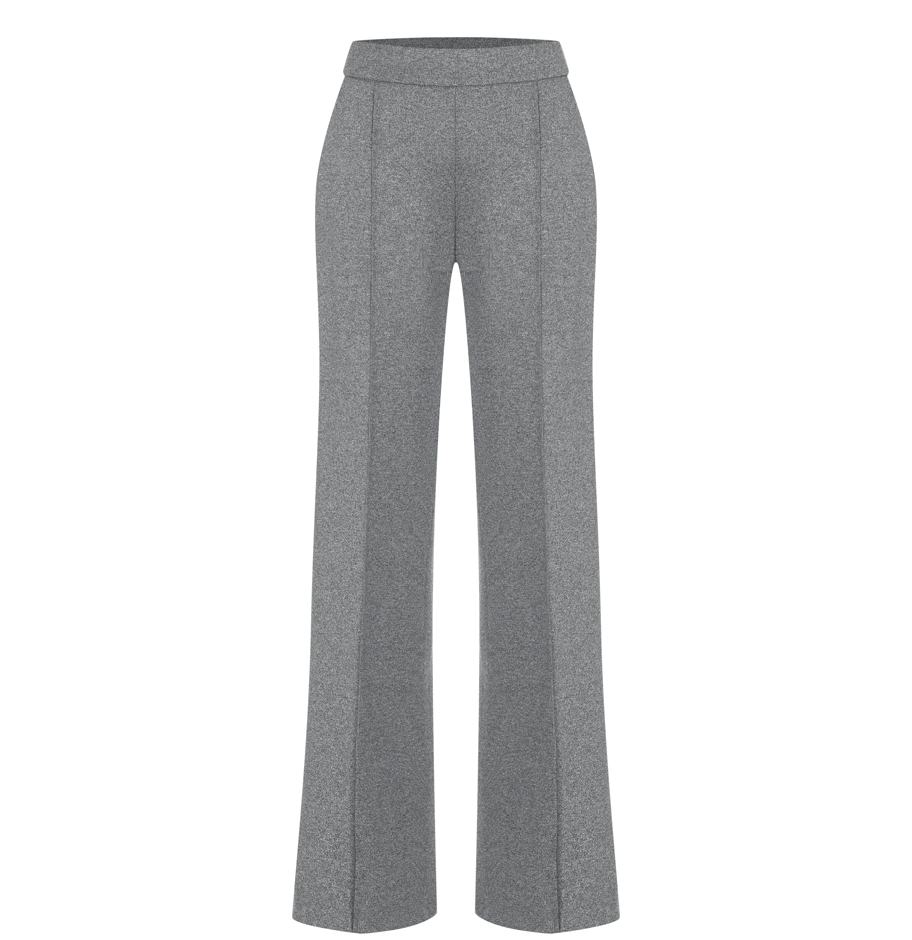 Wide jump-in trousers made of premium jersey. | CHIARA SMART | metal grey melange | Front view of bust