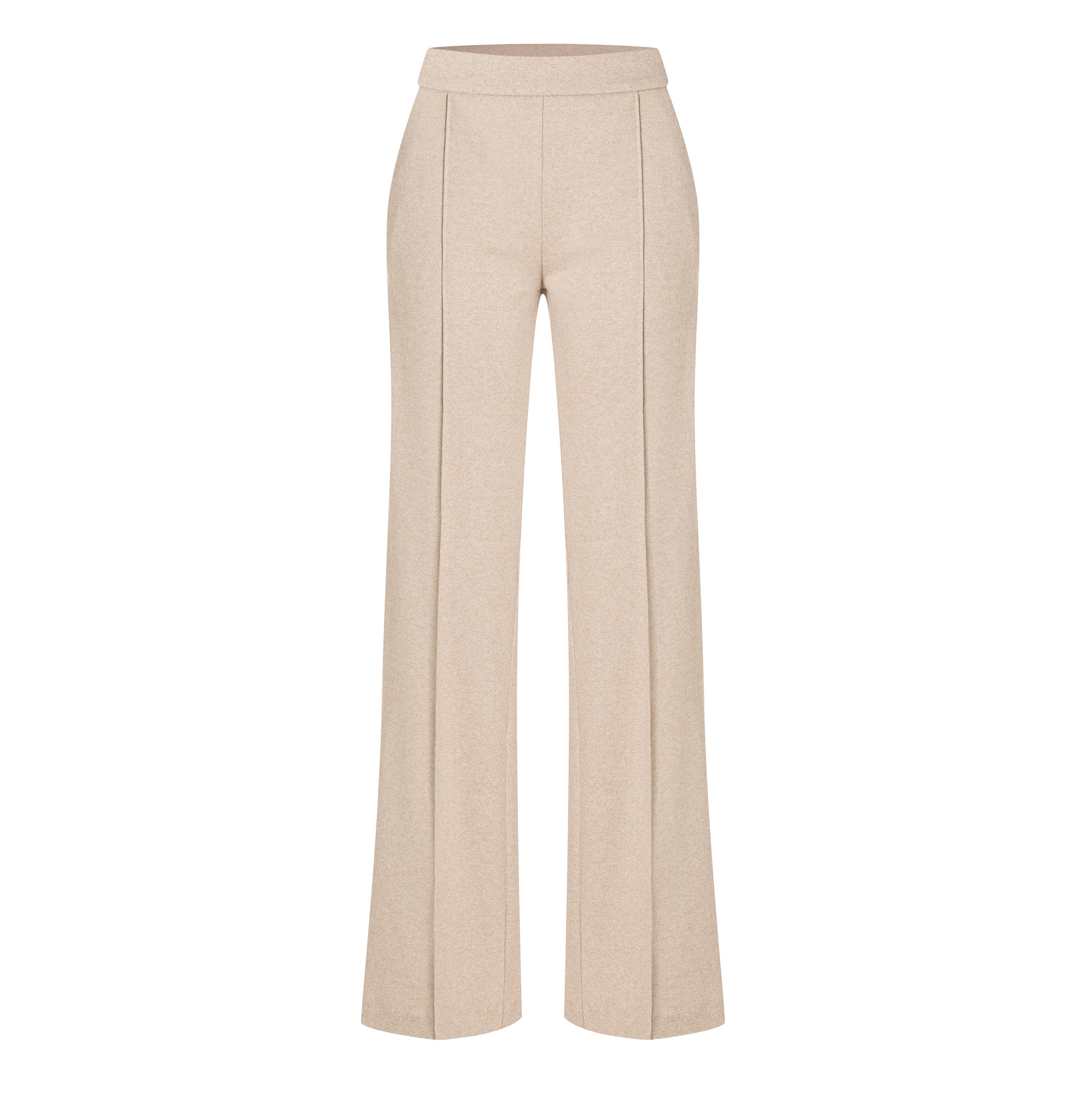 Wide jump-in trousers made of premium jersey. | CHIARA SMART | light shadow melange | Front view of bust