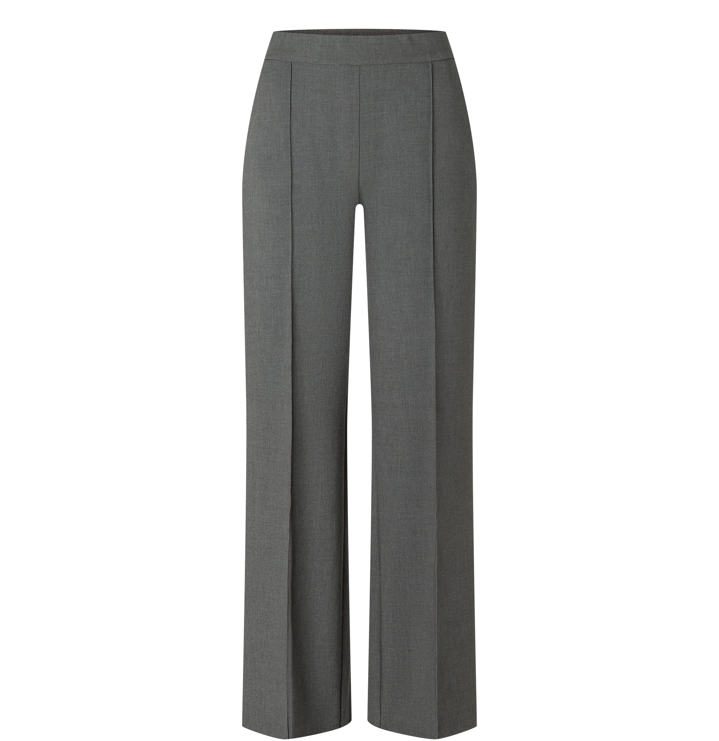 Wide leg with piping seam. In a classic wool look. | CHIARA SMART | silver shadow melange | Front view of bust