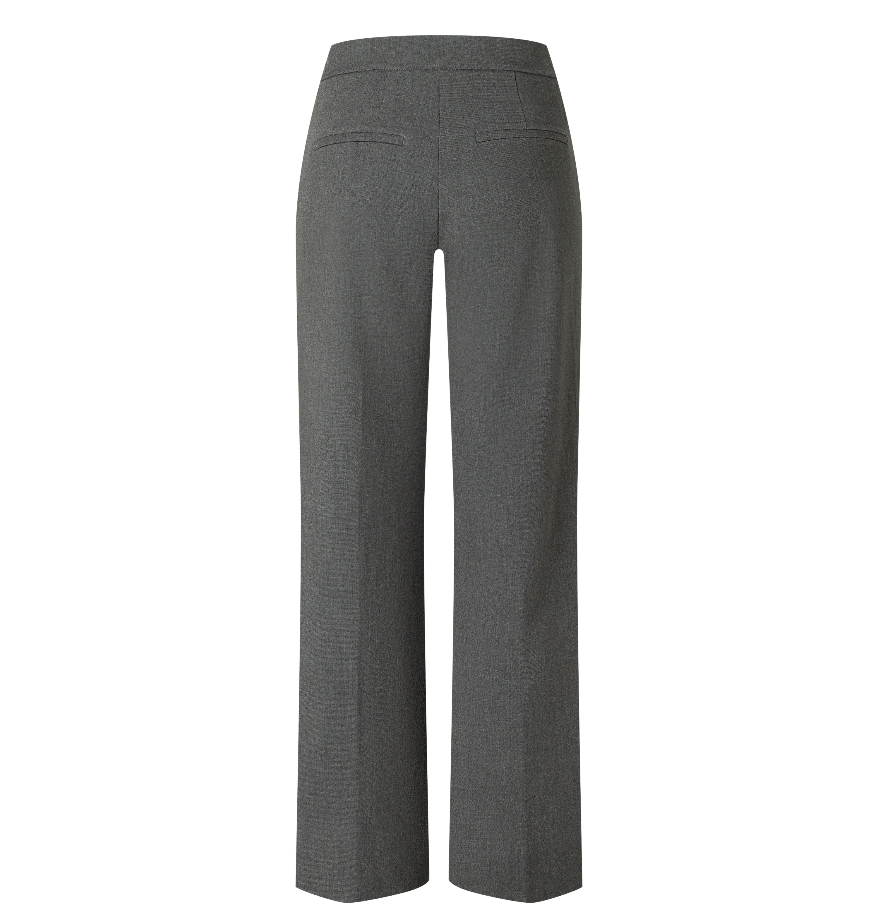 Wide leg with piping seam. In a classic wool look. | CHIARA SMART | silver shadow melange | Back view of bust