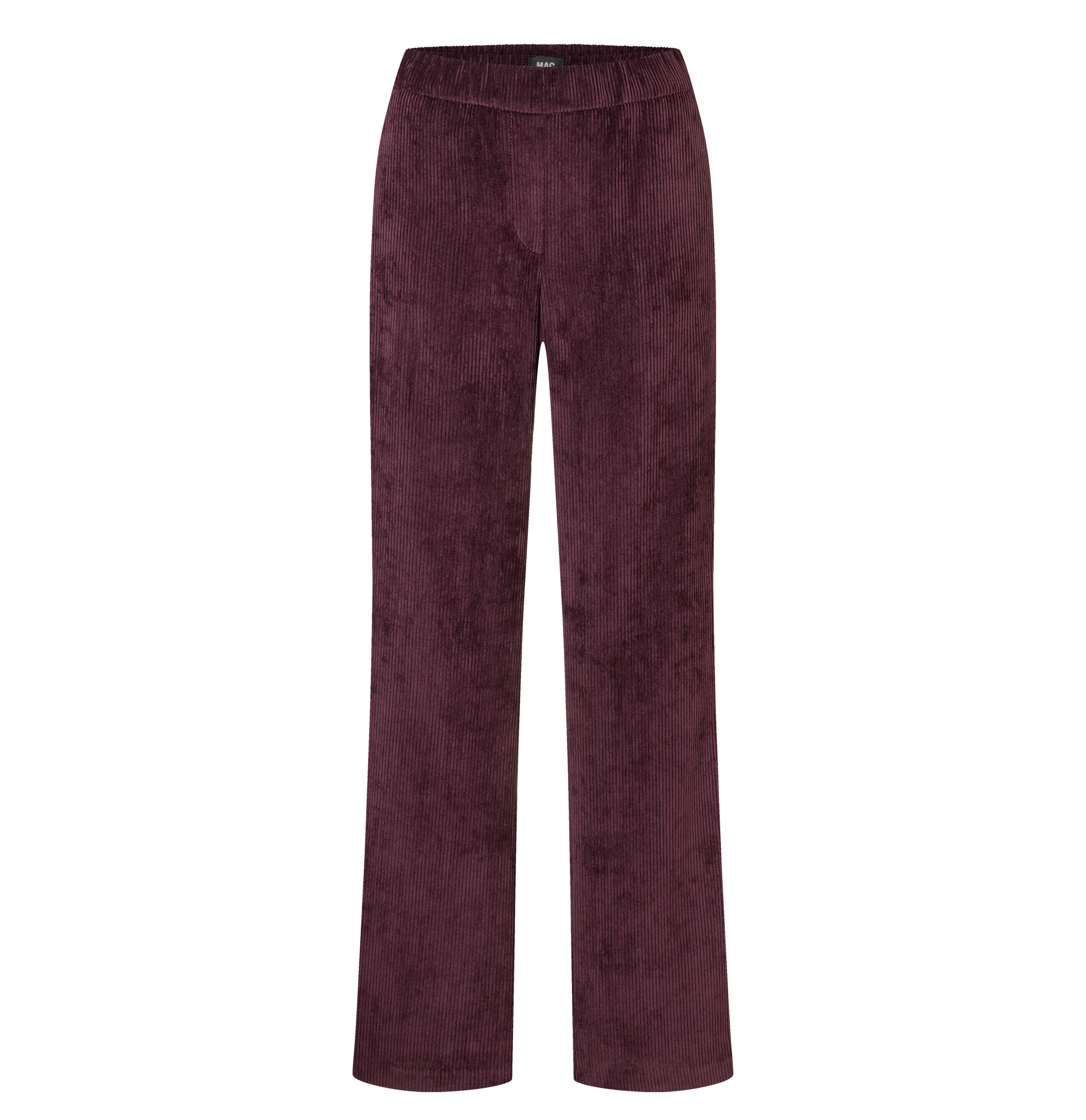 Wide trousers in a lightcorduroy material. | CHIARA | aubergine | Front view of bust