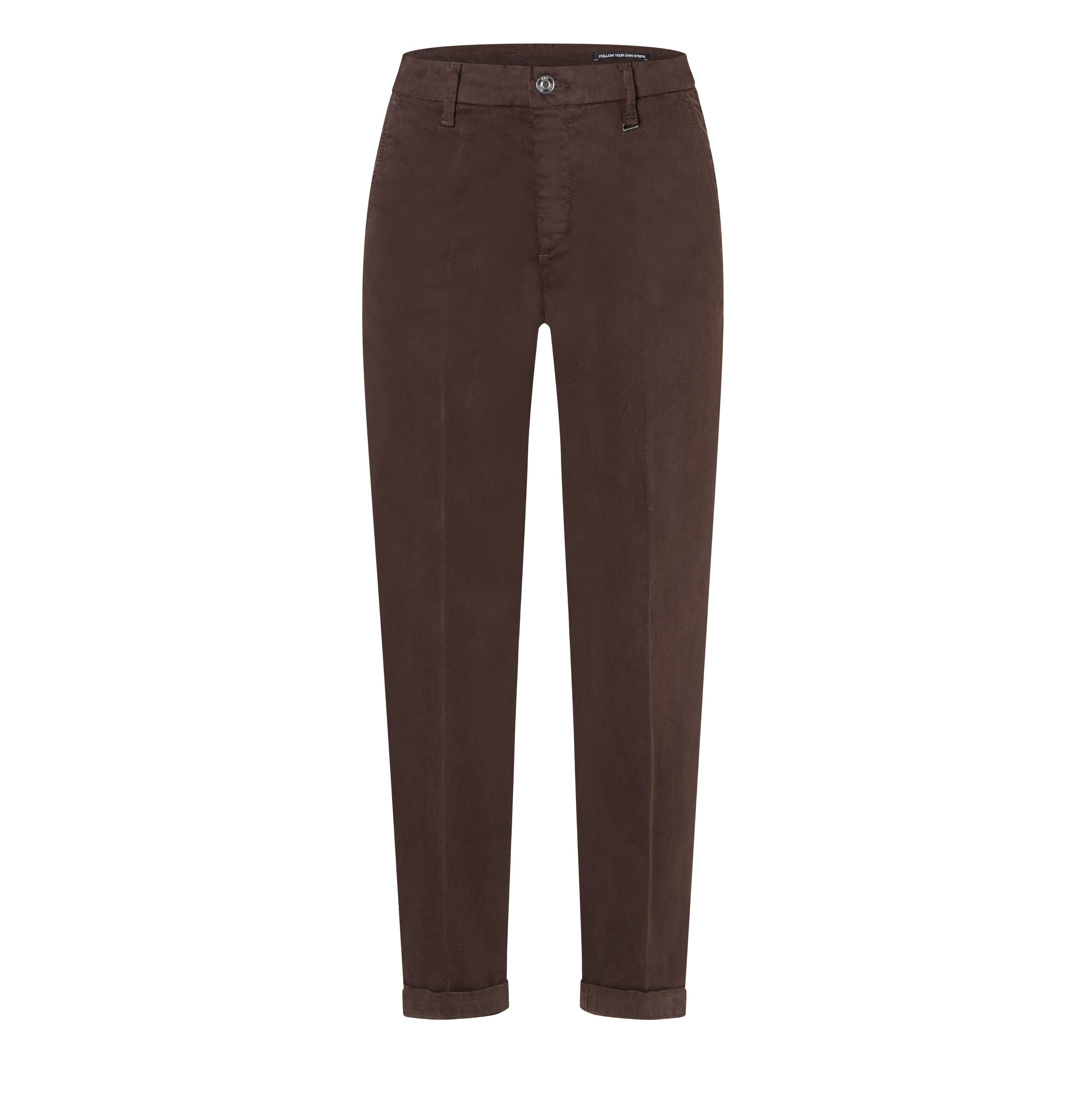Casual chino made of cotton stretch | CHINO turn up | truffle brown PPT | Front view of bust