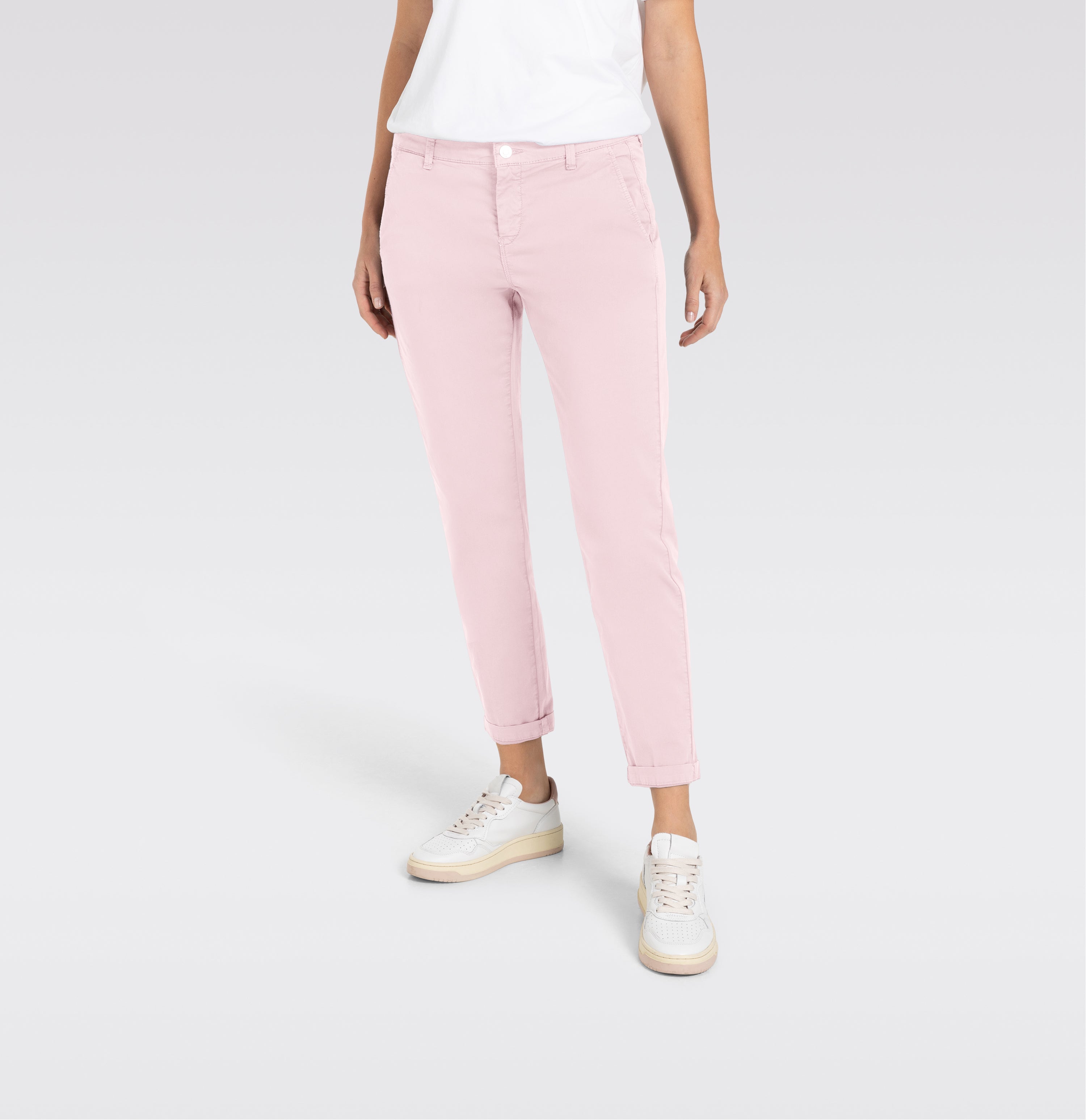 Turned-up chino with creases. | CHINO turn up | cotton candy pink PPT | Detailed view 4 of model