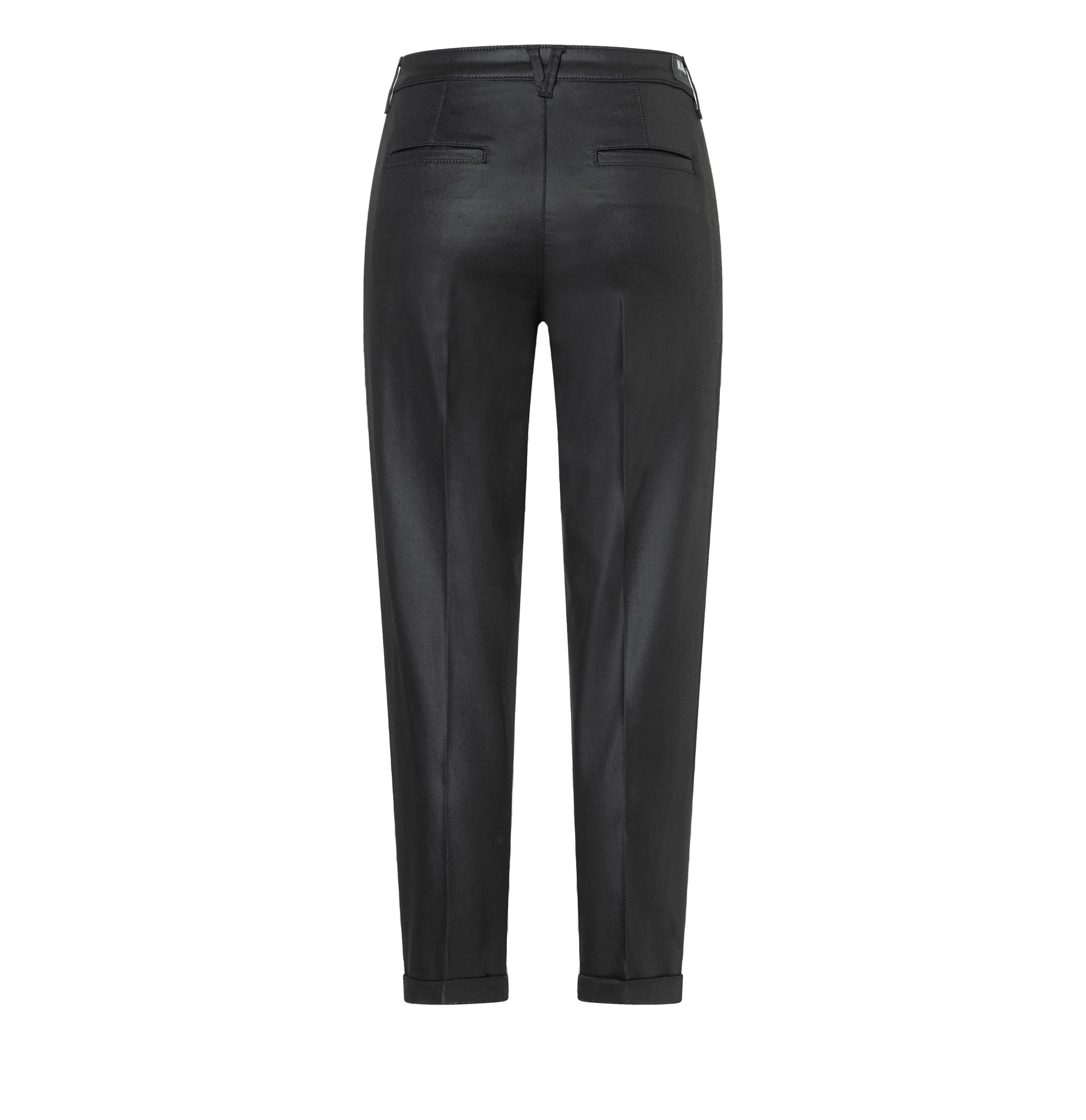 Slim, soft chino with a leather look. | CHINO turn up | black | Back view of bust