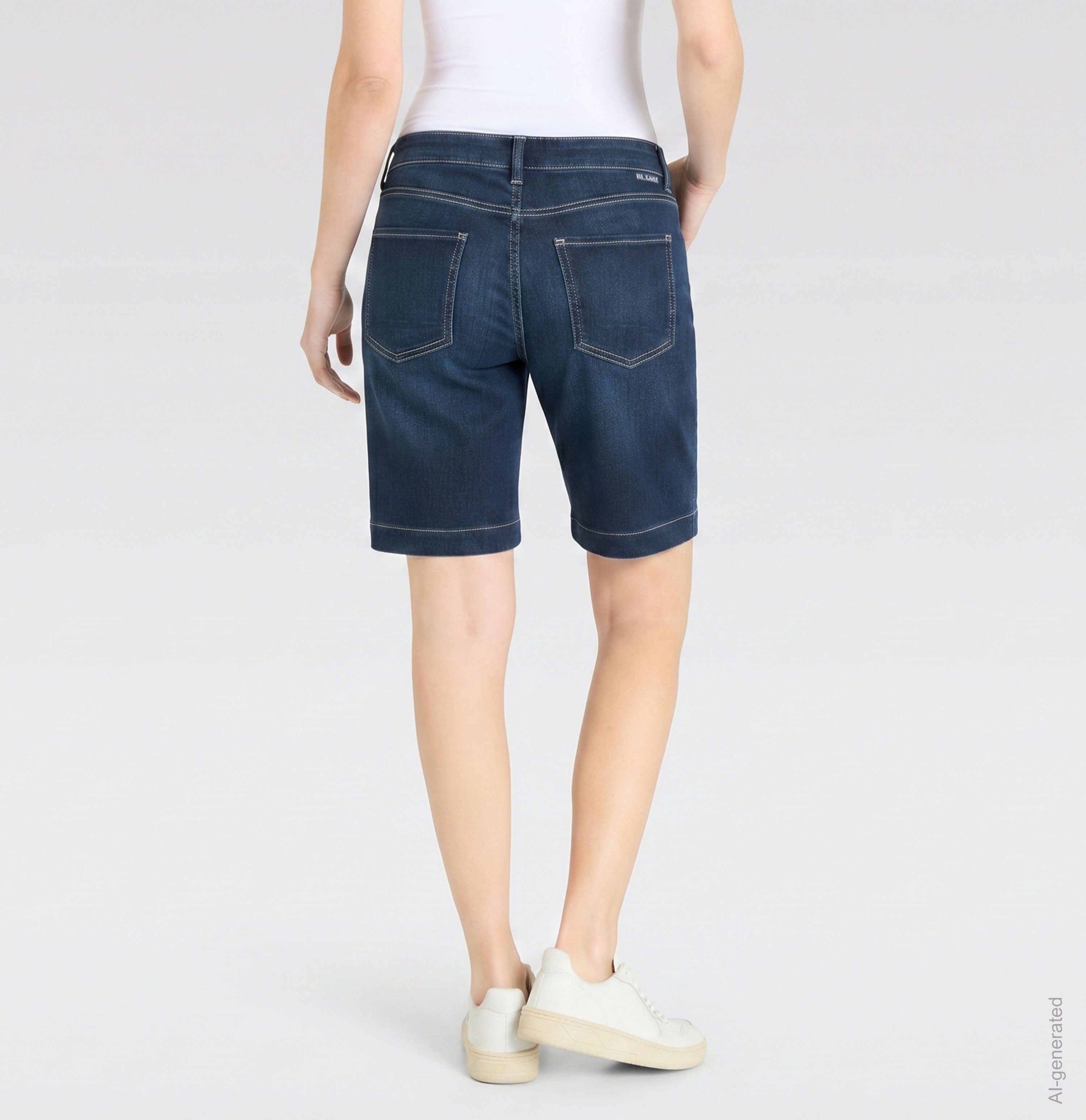 Wide sweat denim shorts with drawstring. | JOG´N SHORT | new basic wash | Back view of model