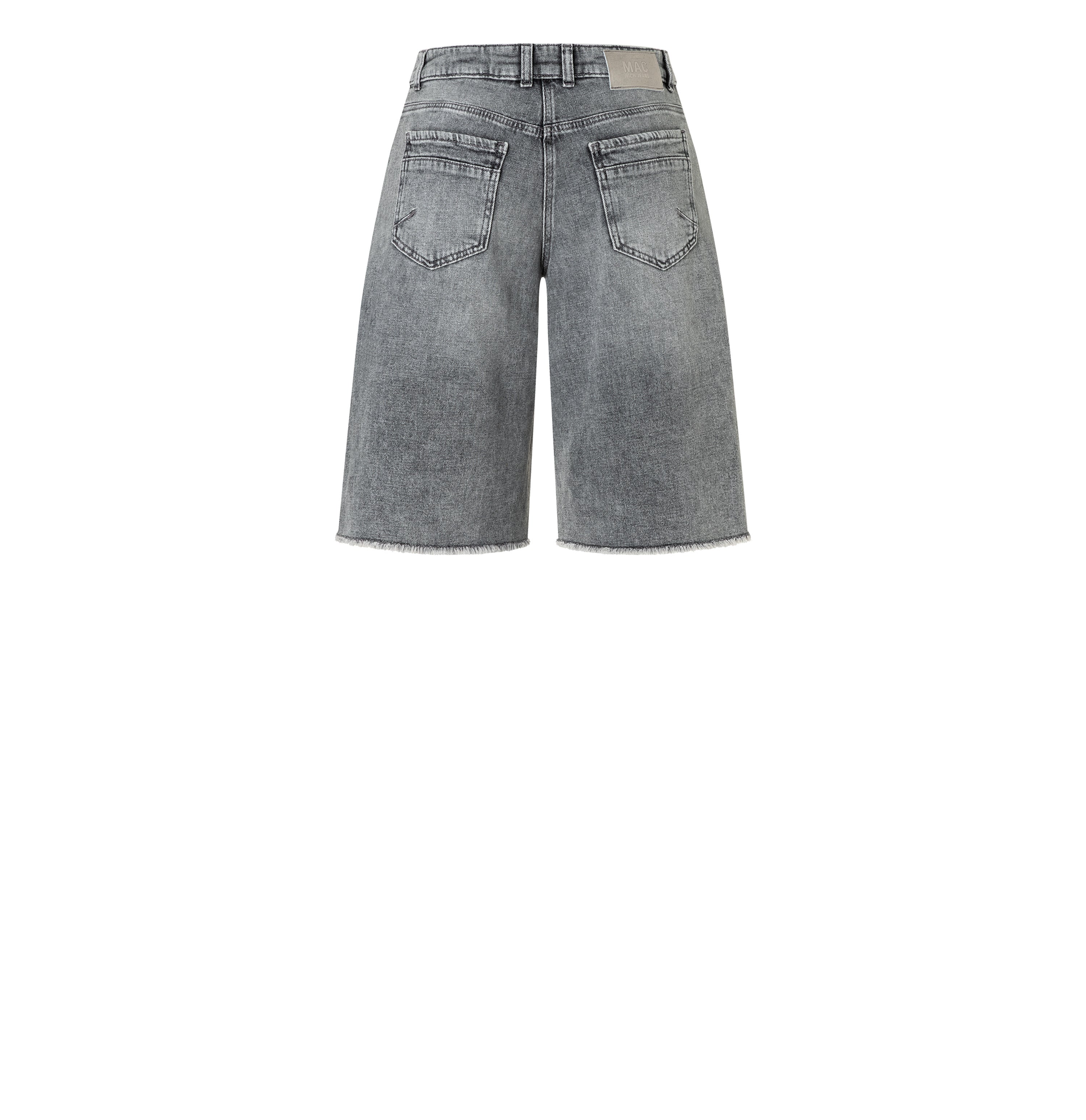 Wide Bermuda made of comfort stretch denim. | RICH BERMUDA | ash grey used wash | Back view of bust