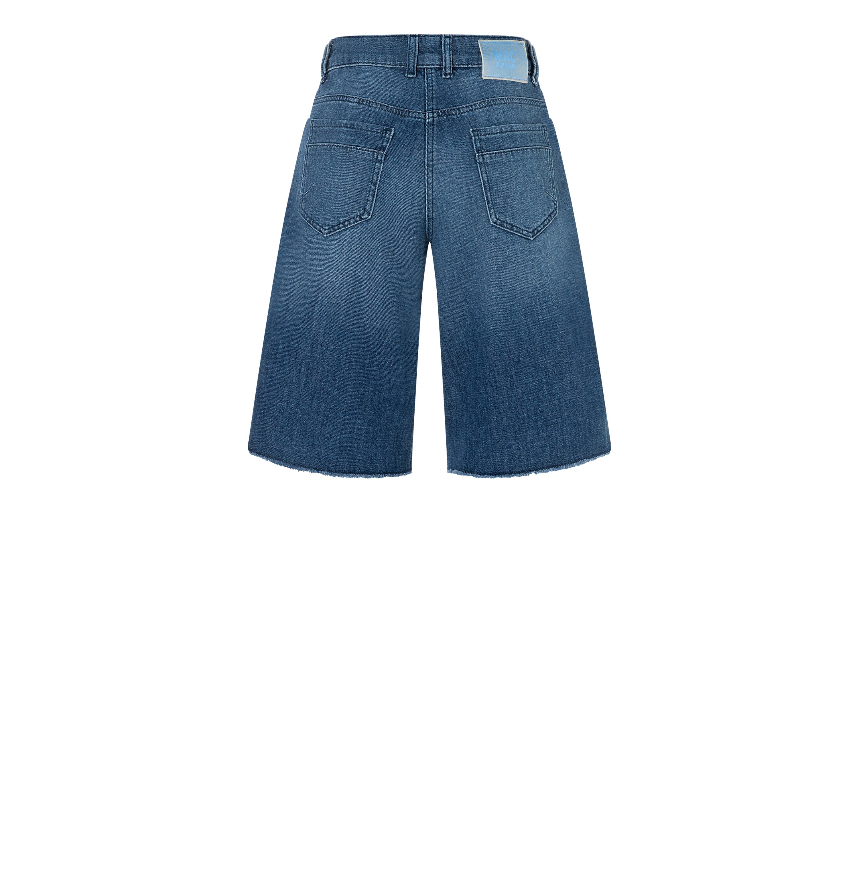 Wide Bermuda made of comfort stretch denim. | RICH BERMUDA | dark blue tinted wash | Back view of bust