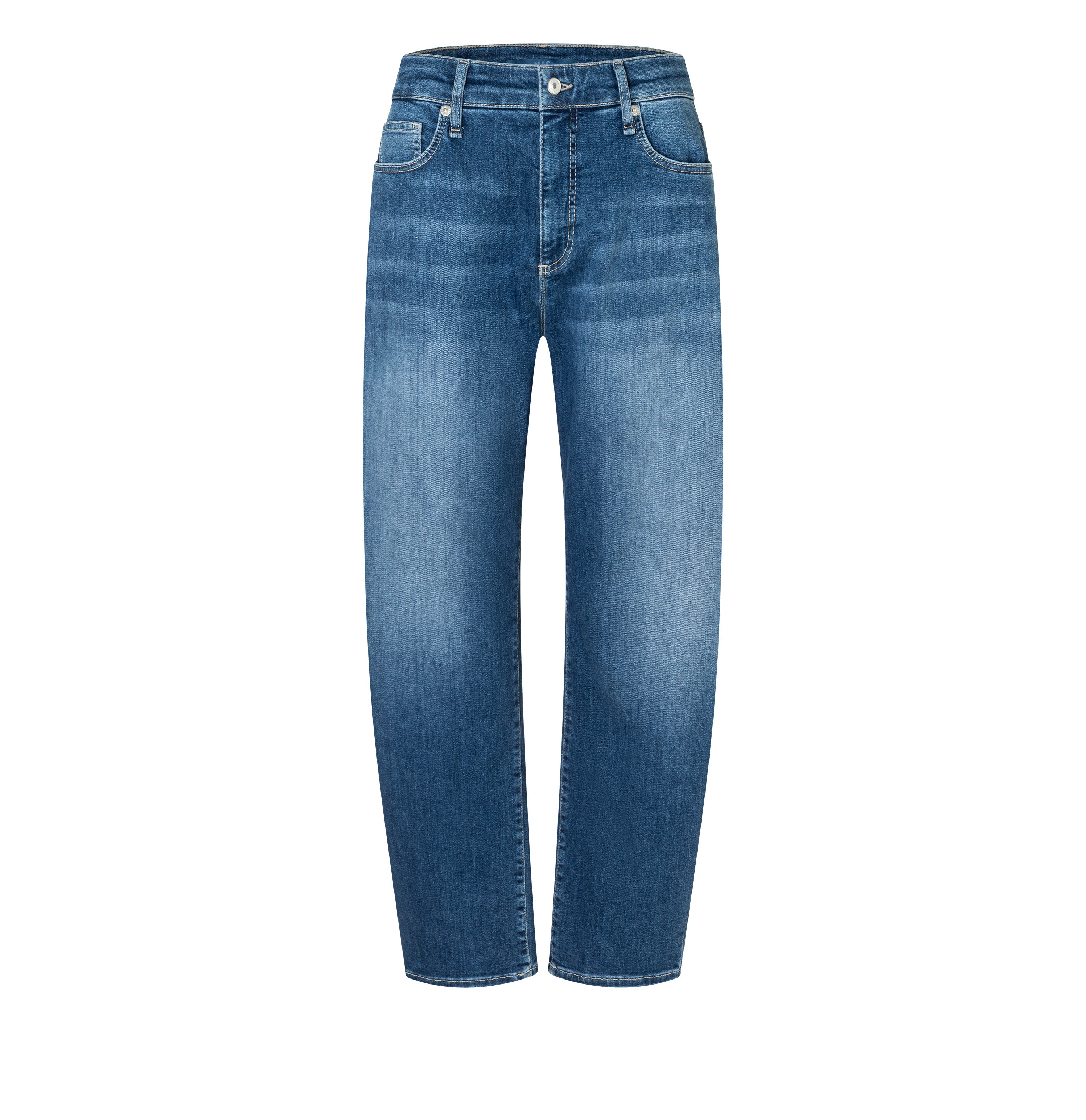 Barrel jeans in a light material blend. | DANNI | midblue used washed | Front view of bust