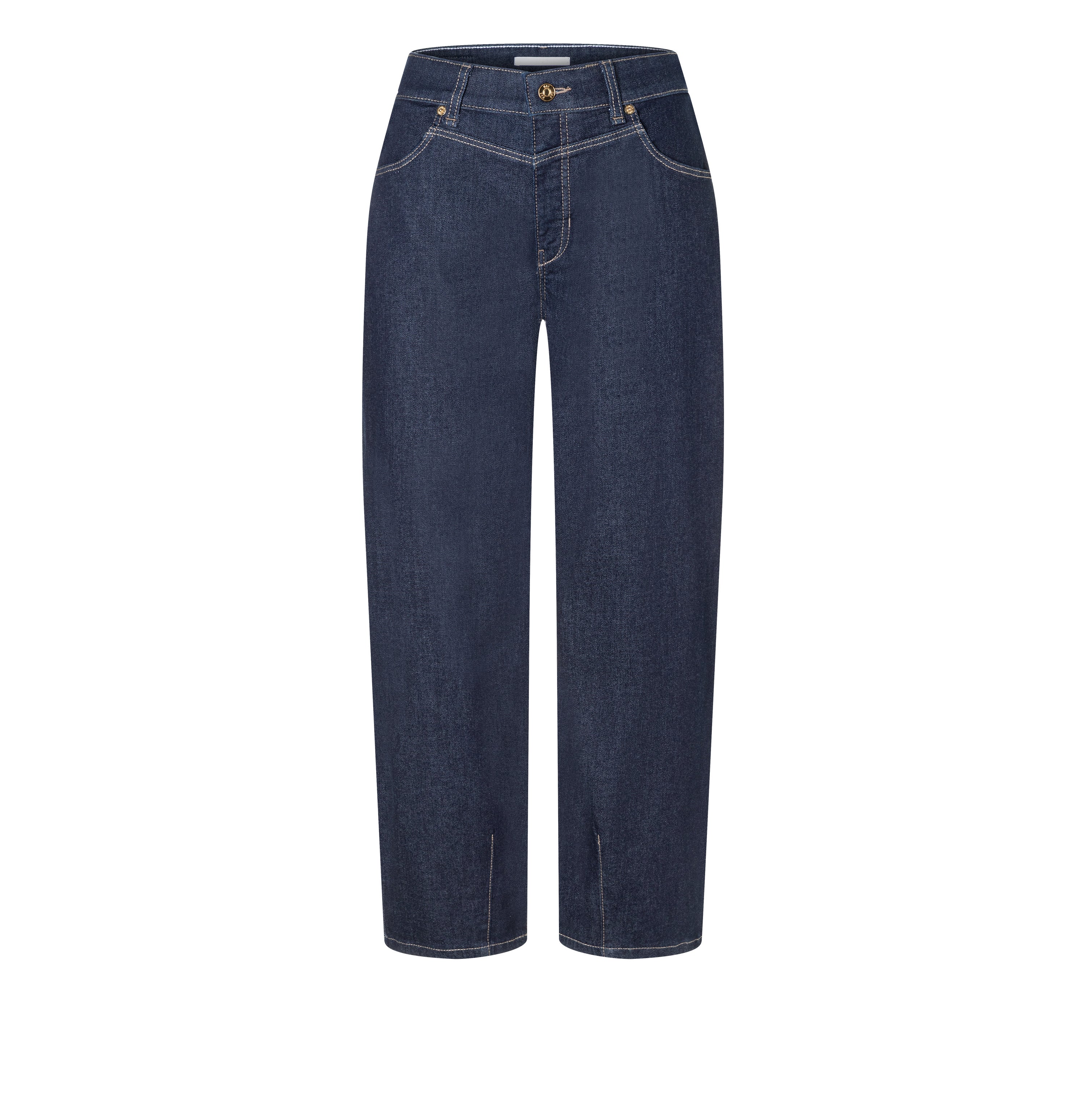 Barrel jeans with modern seam details. | BOBBIE | fashion rinsed | Front view of bust