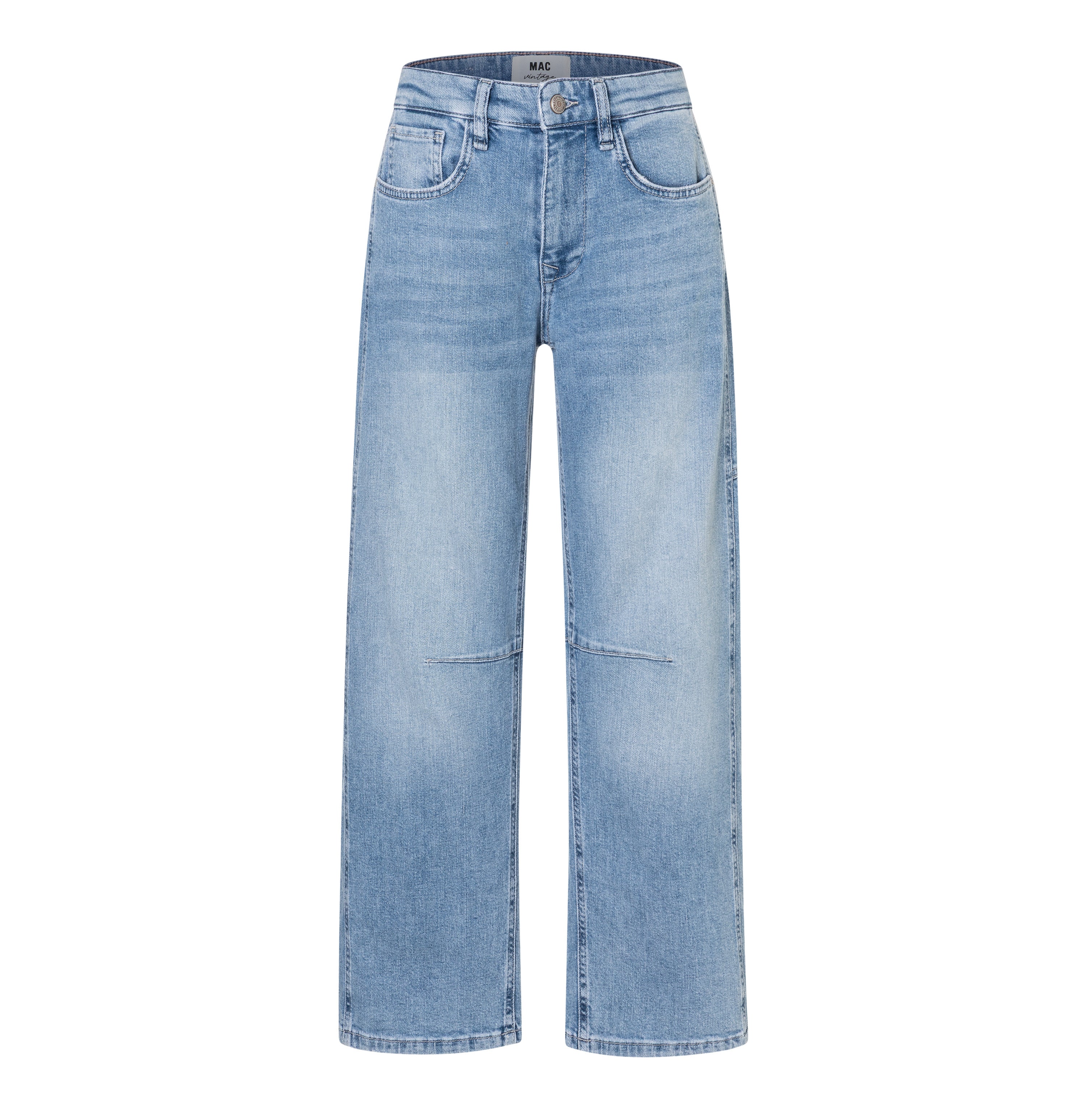 Casual barrel jeans with seam details. | OHIO Barrel | light blue random washed | Front view of bust