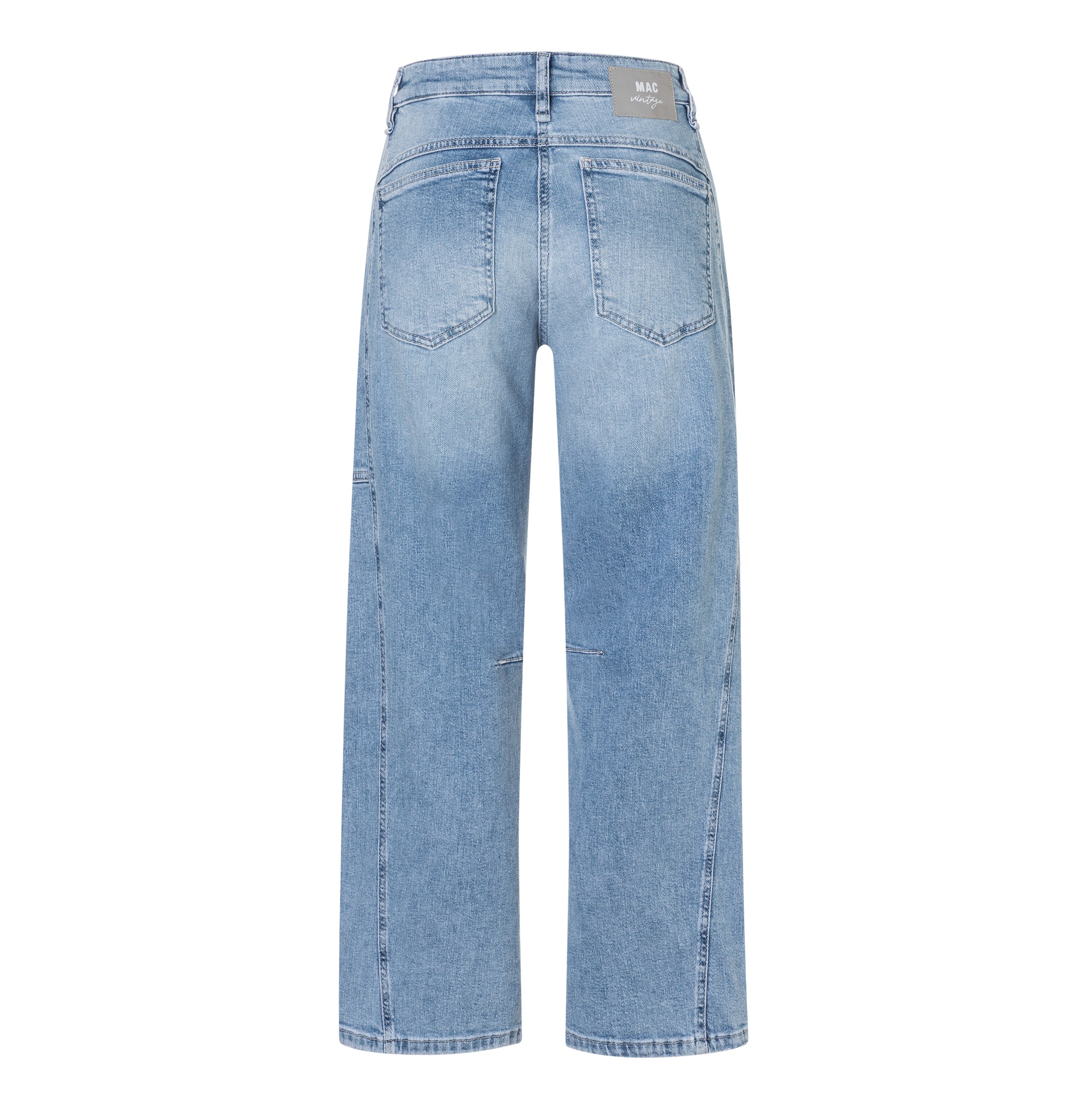 Casual barrel jeans with seam details. | OHIO Barrel | light blue random washed | Back view of bust