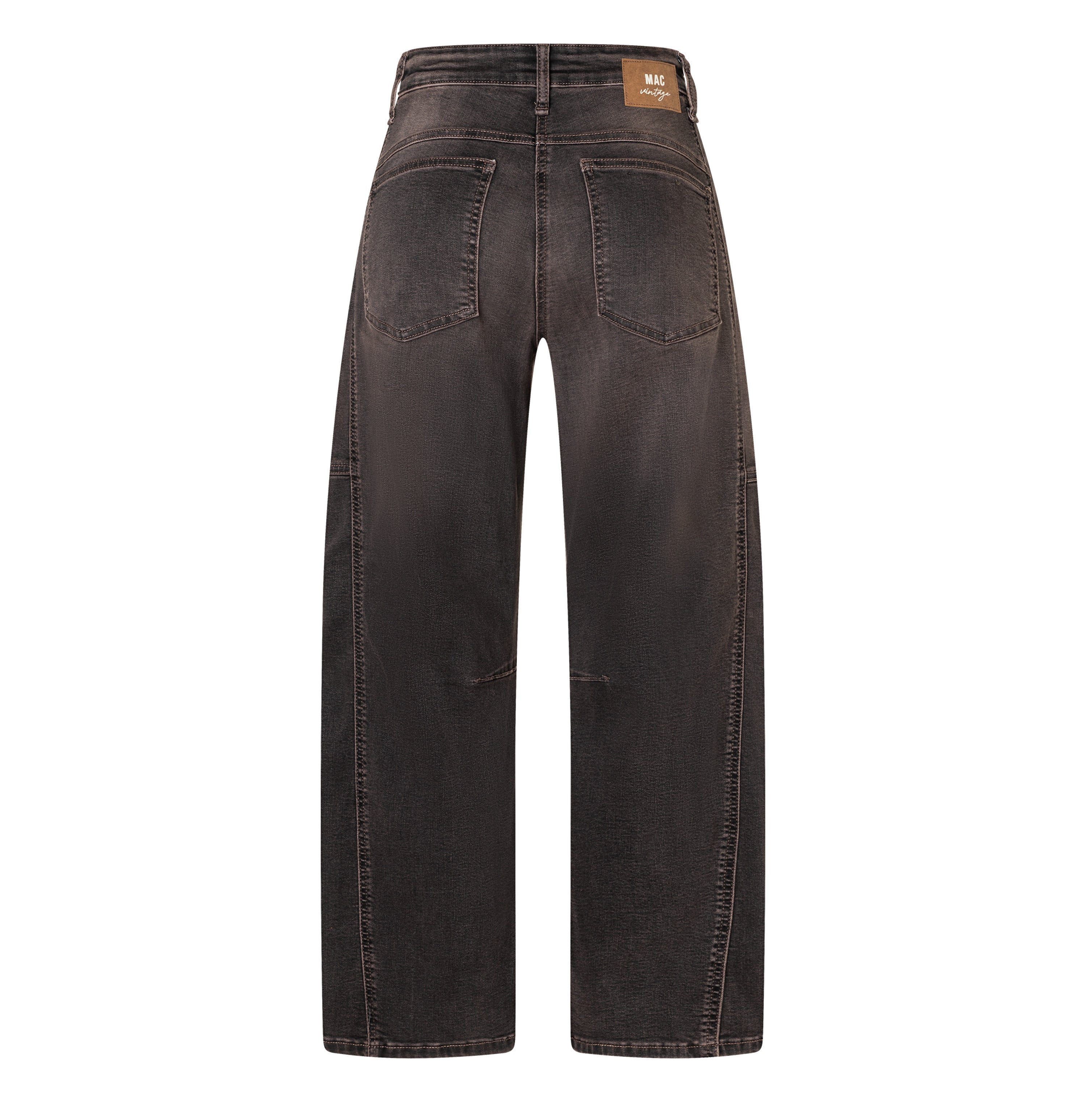 Loose fit made from comfort vintage denim. | OHIO Barrel | coffee vintage wash | Back view of bust