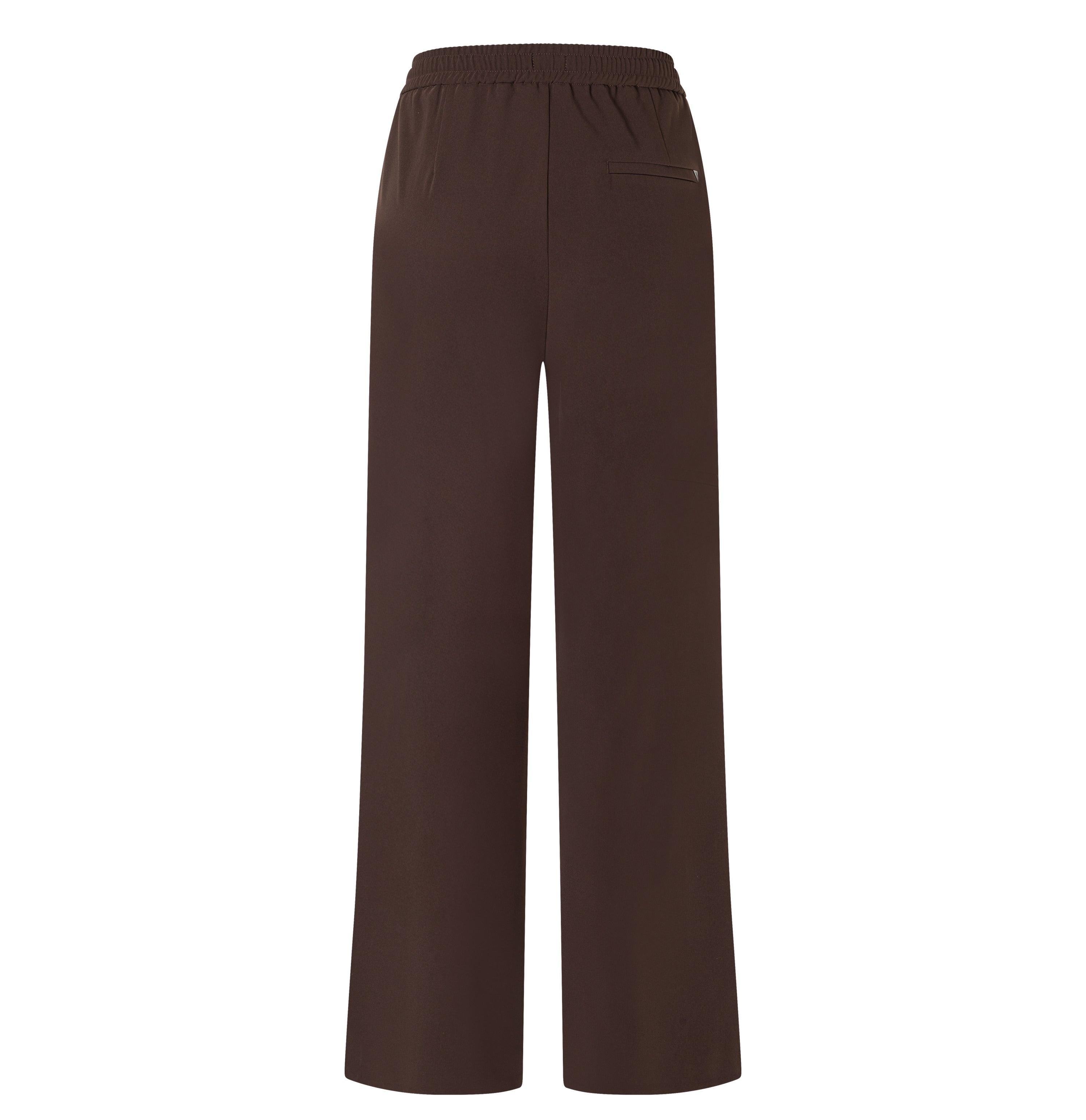Wide fit made of flowing, floating crepe. | CHRISTY | truffle brown | Back view of bust