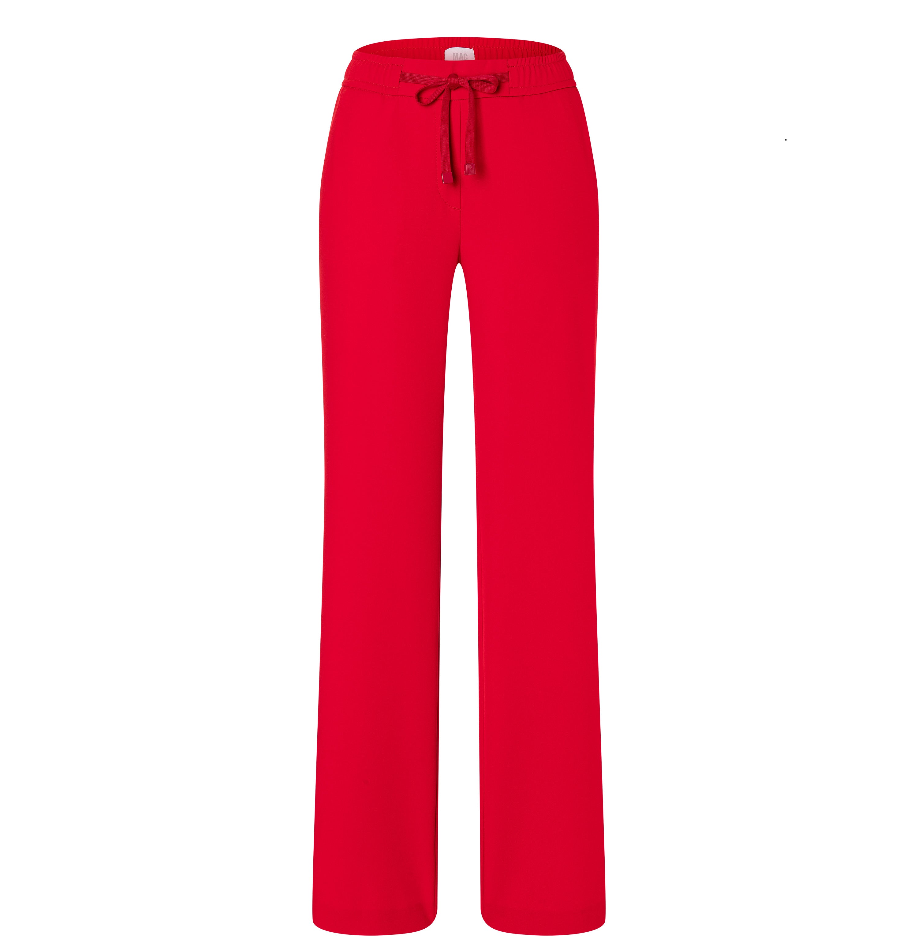 Wide jump-in trousers in a soft crepe material. | CHRISTY | ruby red | Front view of bust