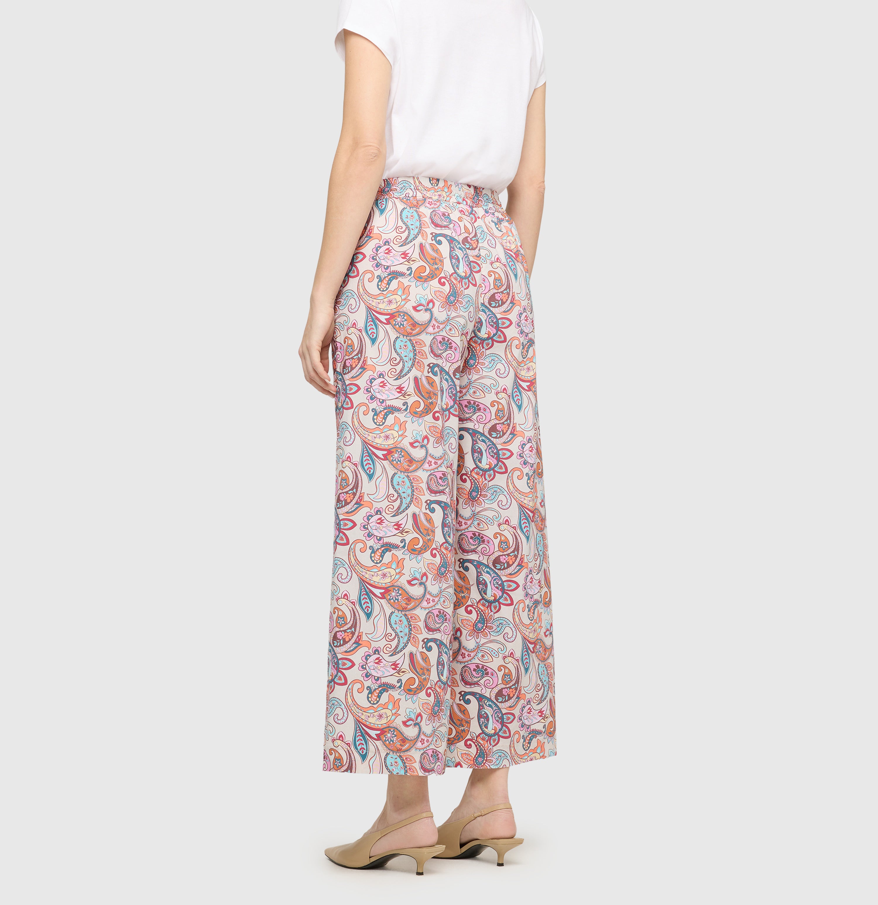 Culotte in an ultra light summer fabric. | CALLIE cropped | paisley print | Back view of model