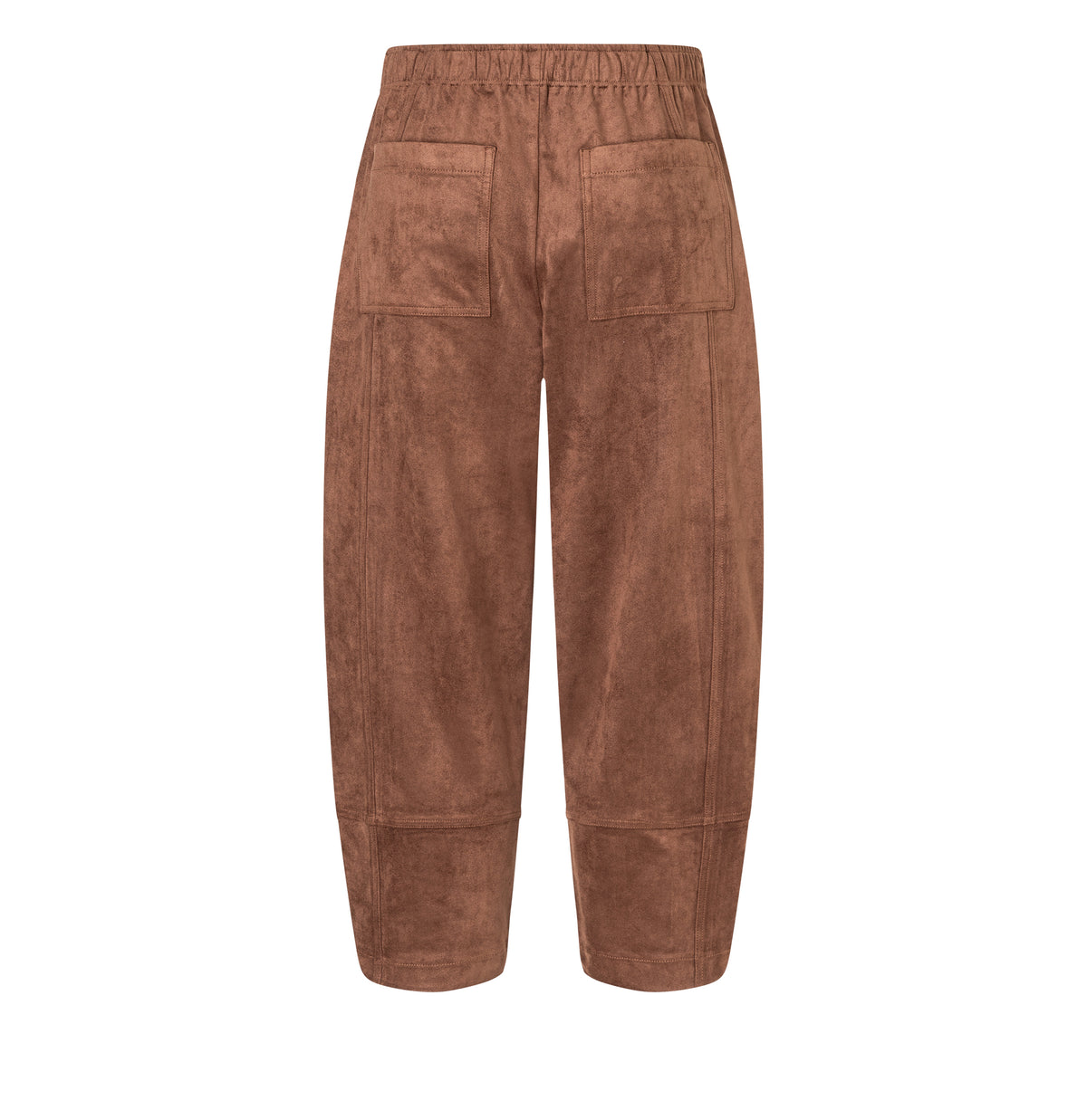 Relaxed trousers with a velour look. | TILDA worker | bison brown | Back view of bust