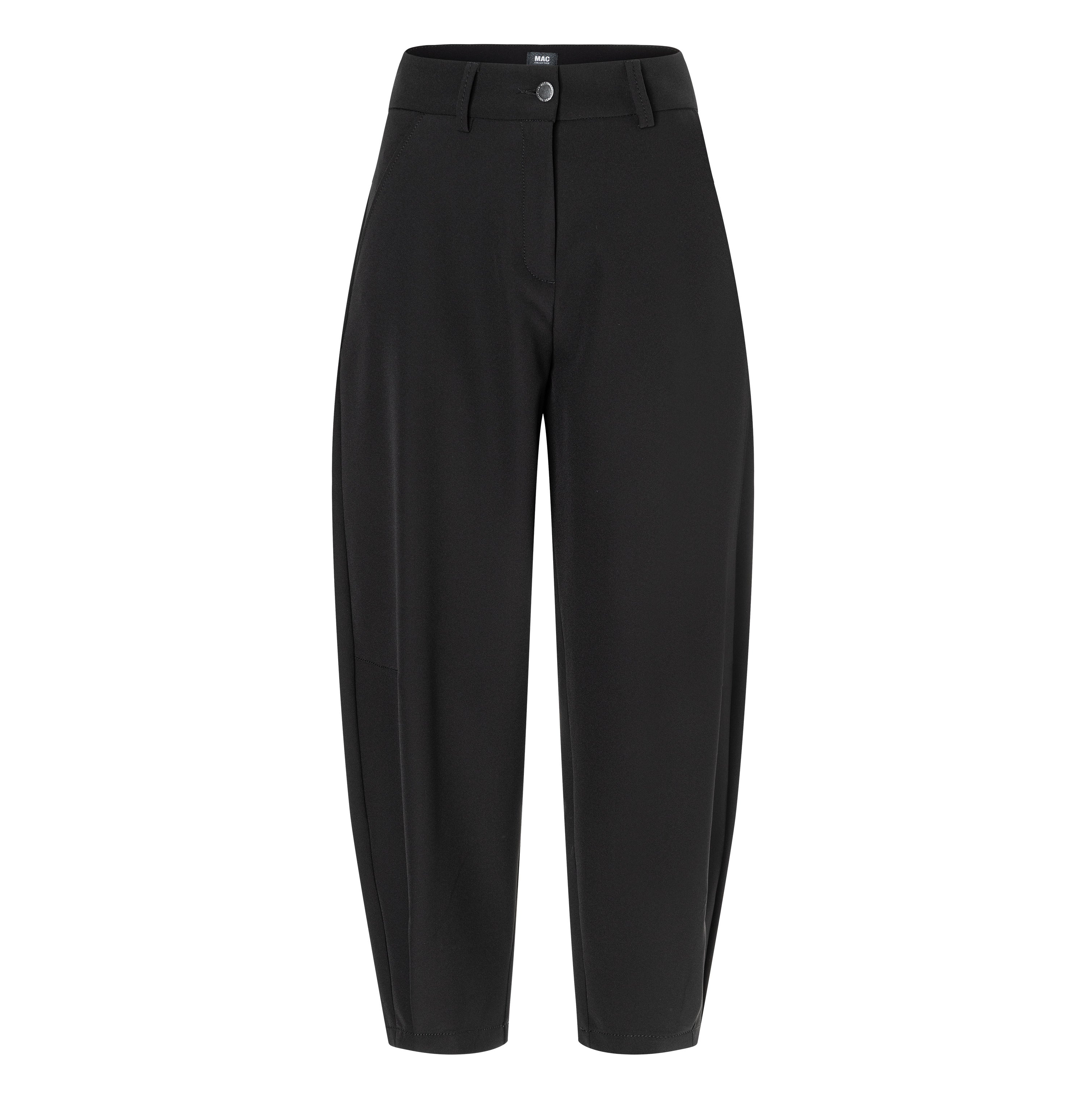 Barrel trousers in an elastic techno material. | TILDA | black | Front view of bust