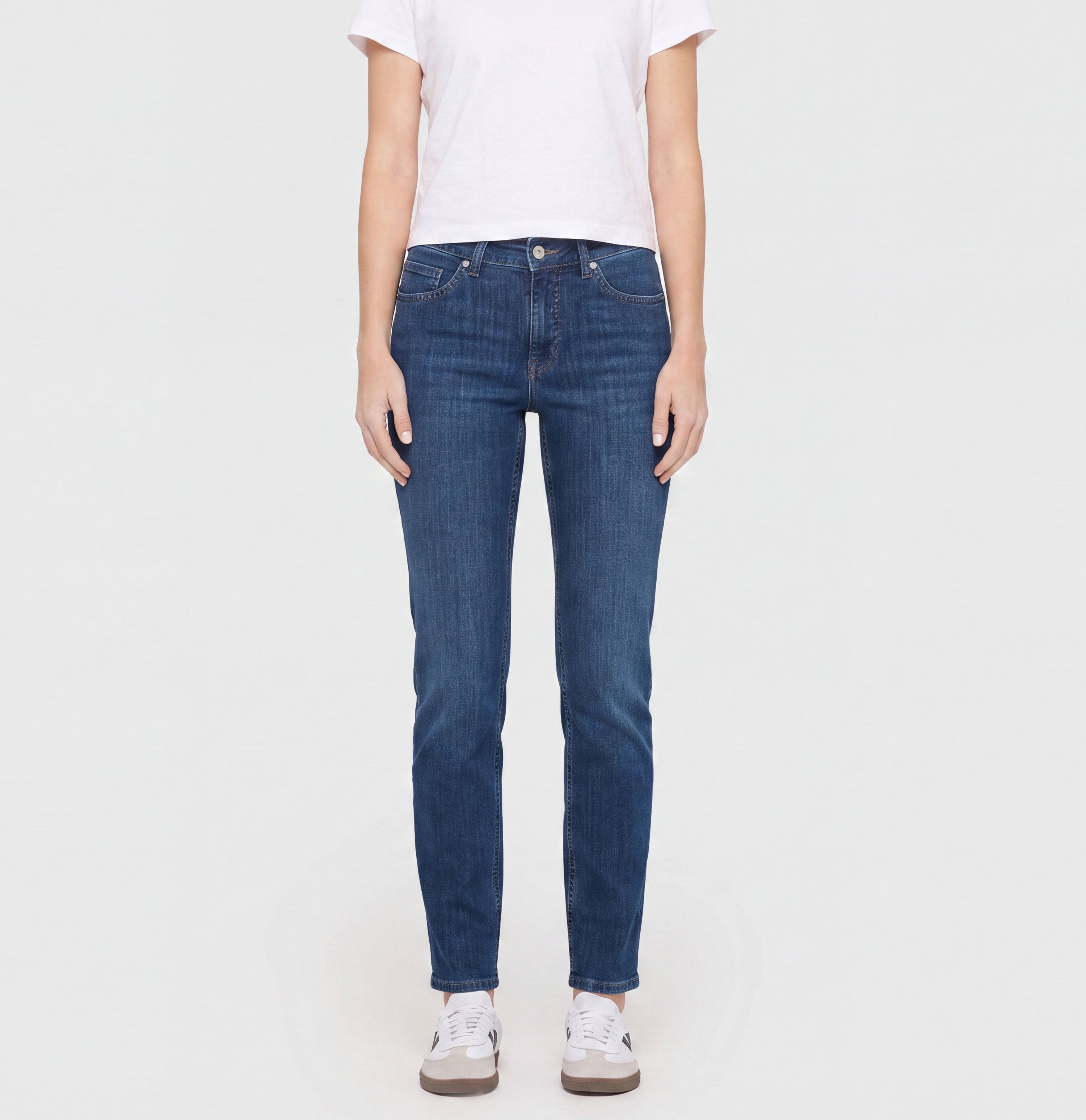| MELANIE | trendy mid blue | Front view of model