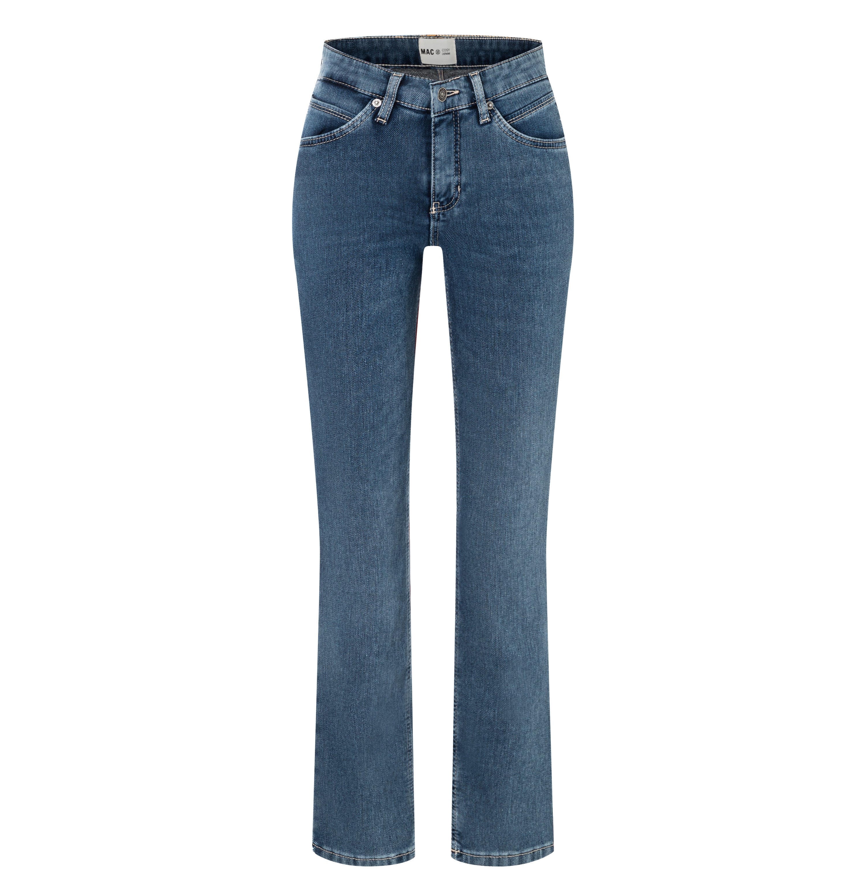 Straight jeans in a cosy viscose blend. | MELANIE | mid blue authentic | Front view of bust