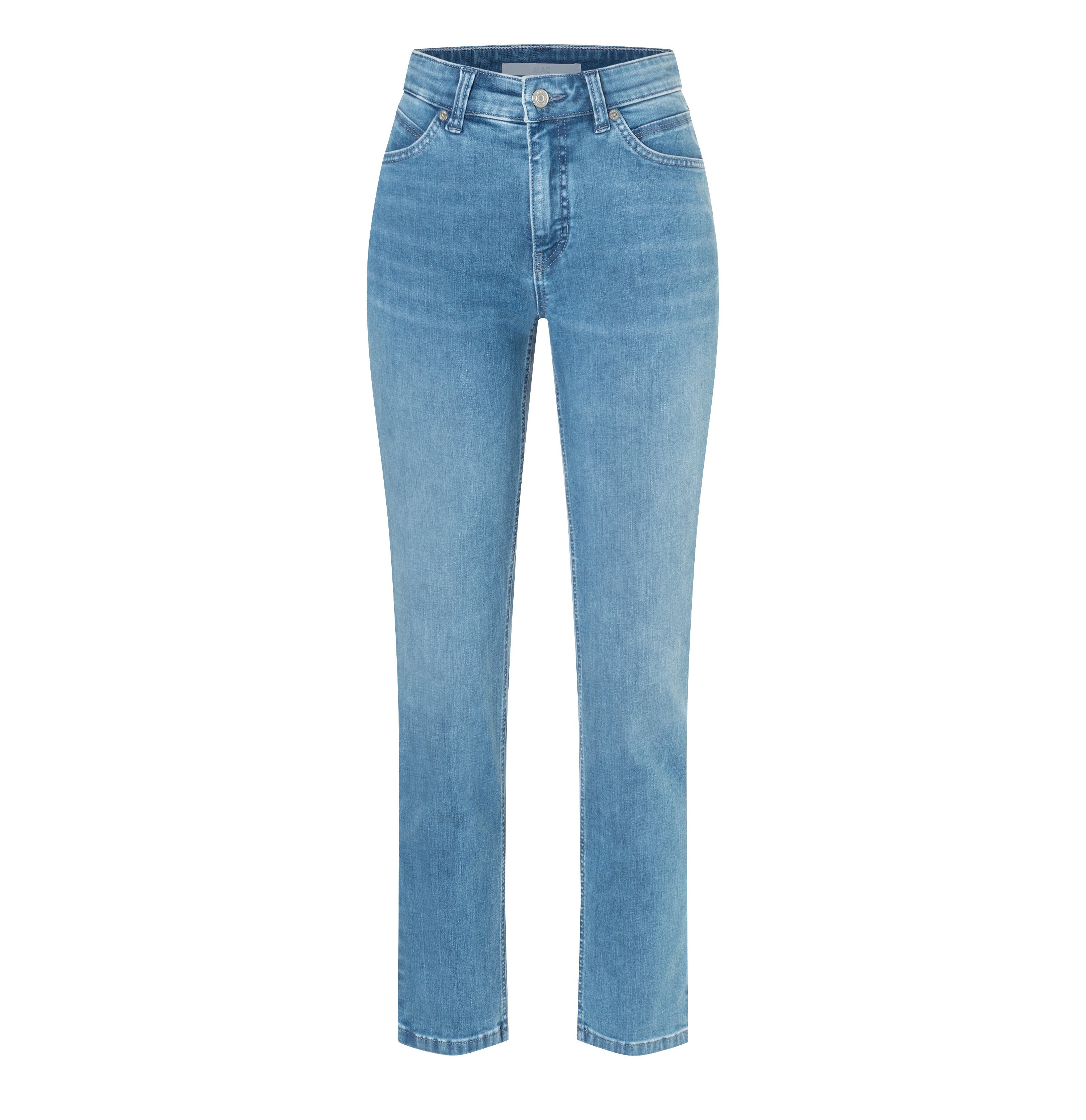 Straight jeans made of comfort stretch denim. | MELANIE | authentic baby blue | Front view of bust