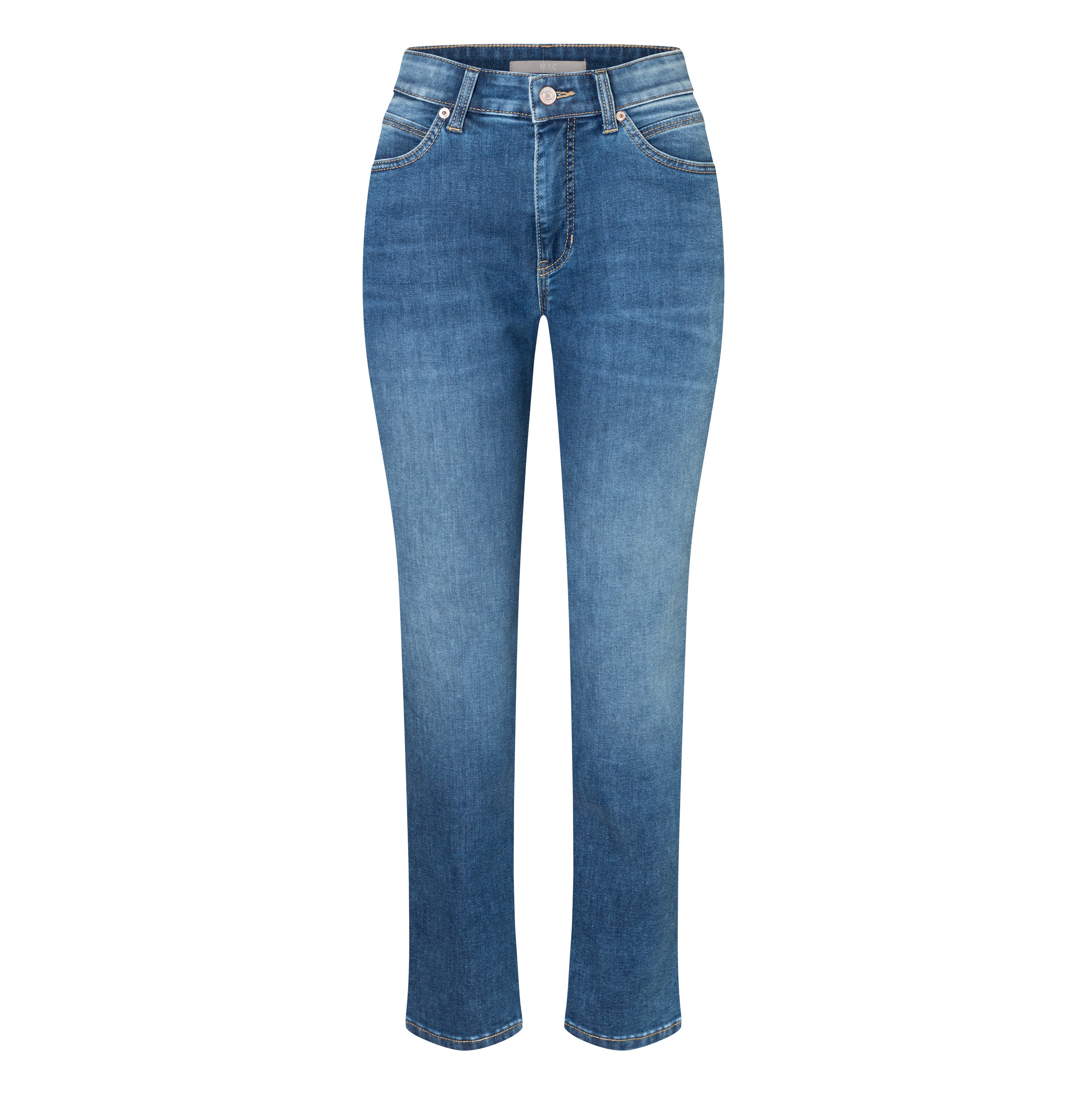 Straight fit made from comfort stretch denim. | MELANIE | mid blue use washed | Front view of bust