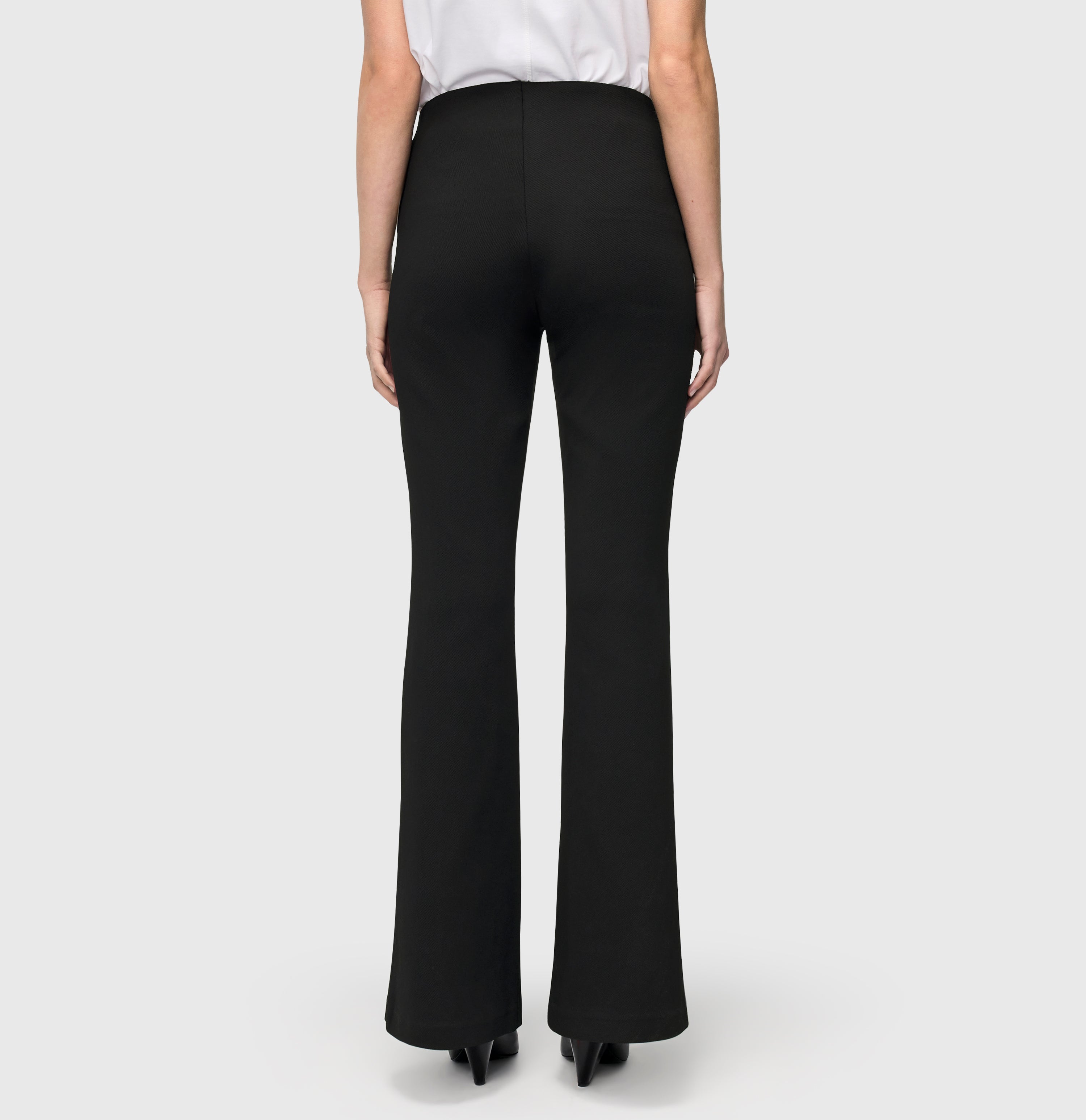 Flared fit in an easy-care bi-stretch material. | BOOT zip | black | Back view of model