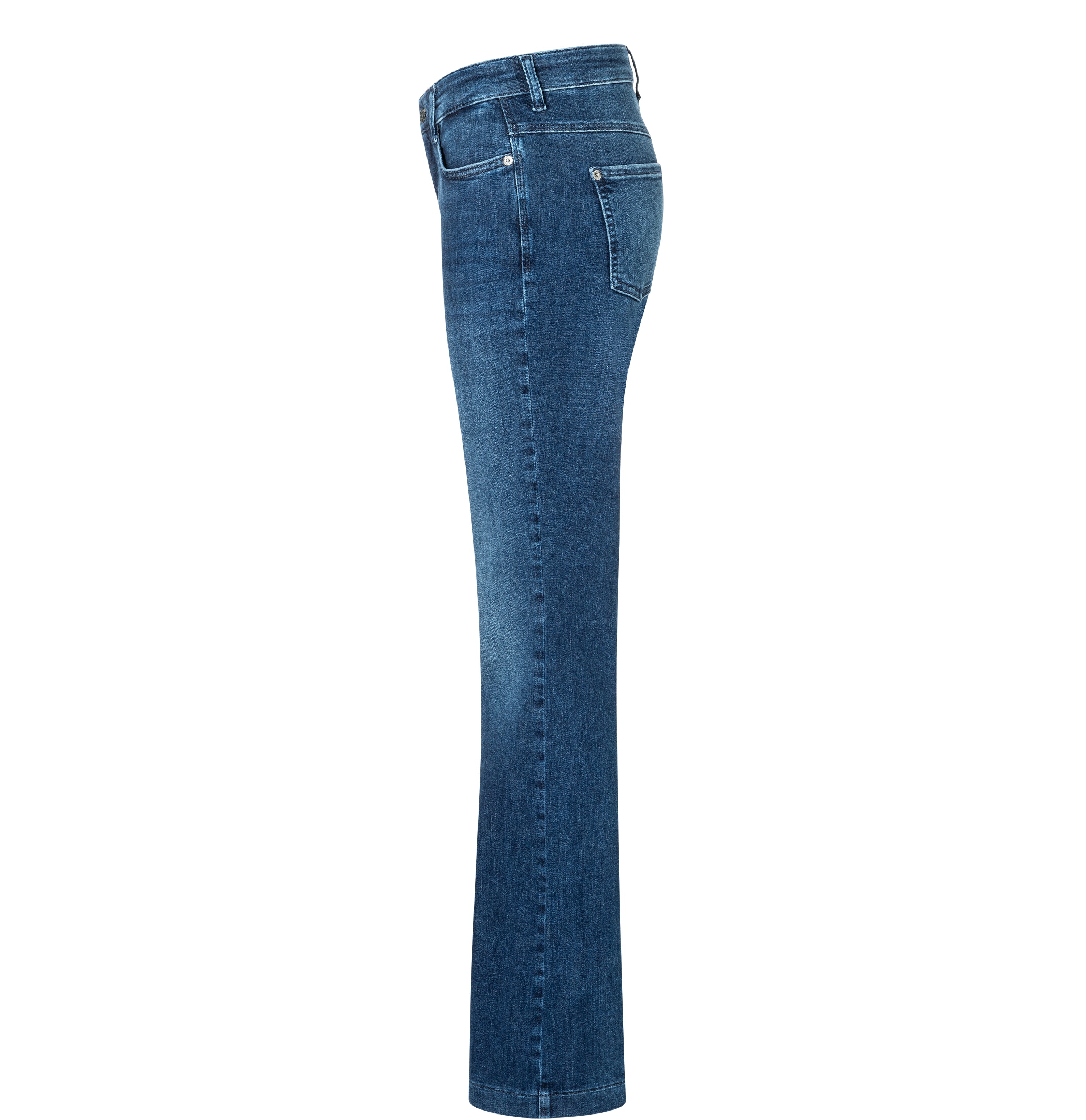Figure-shaping boot cut jeans with an authentic look. | BOOT | chic indigo used | Side view of bust