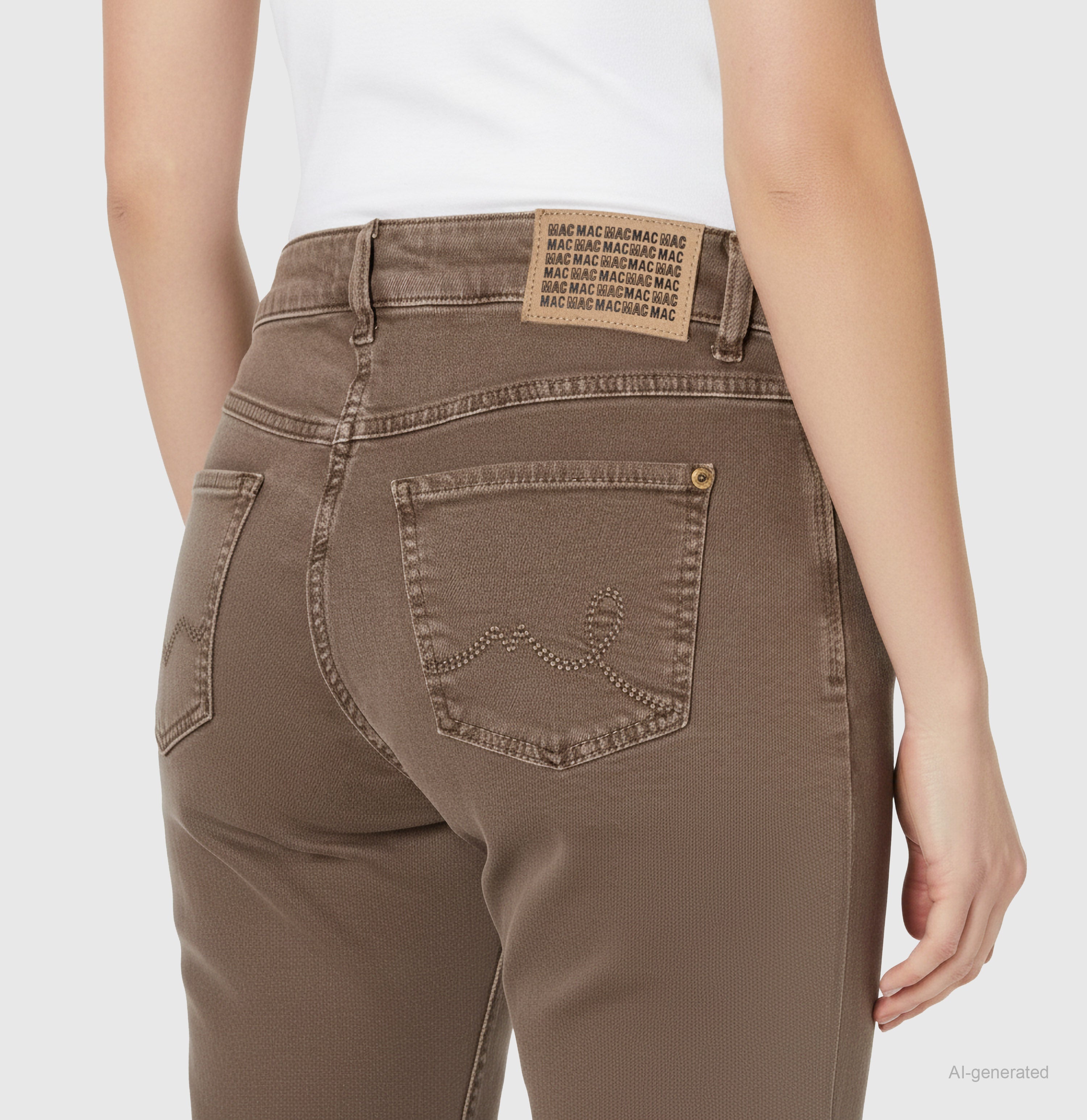 Flared jeans made of comfortable colour denim. | LAURA | light tree bark | Detailed view 2 of model