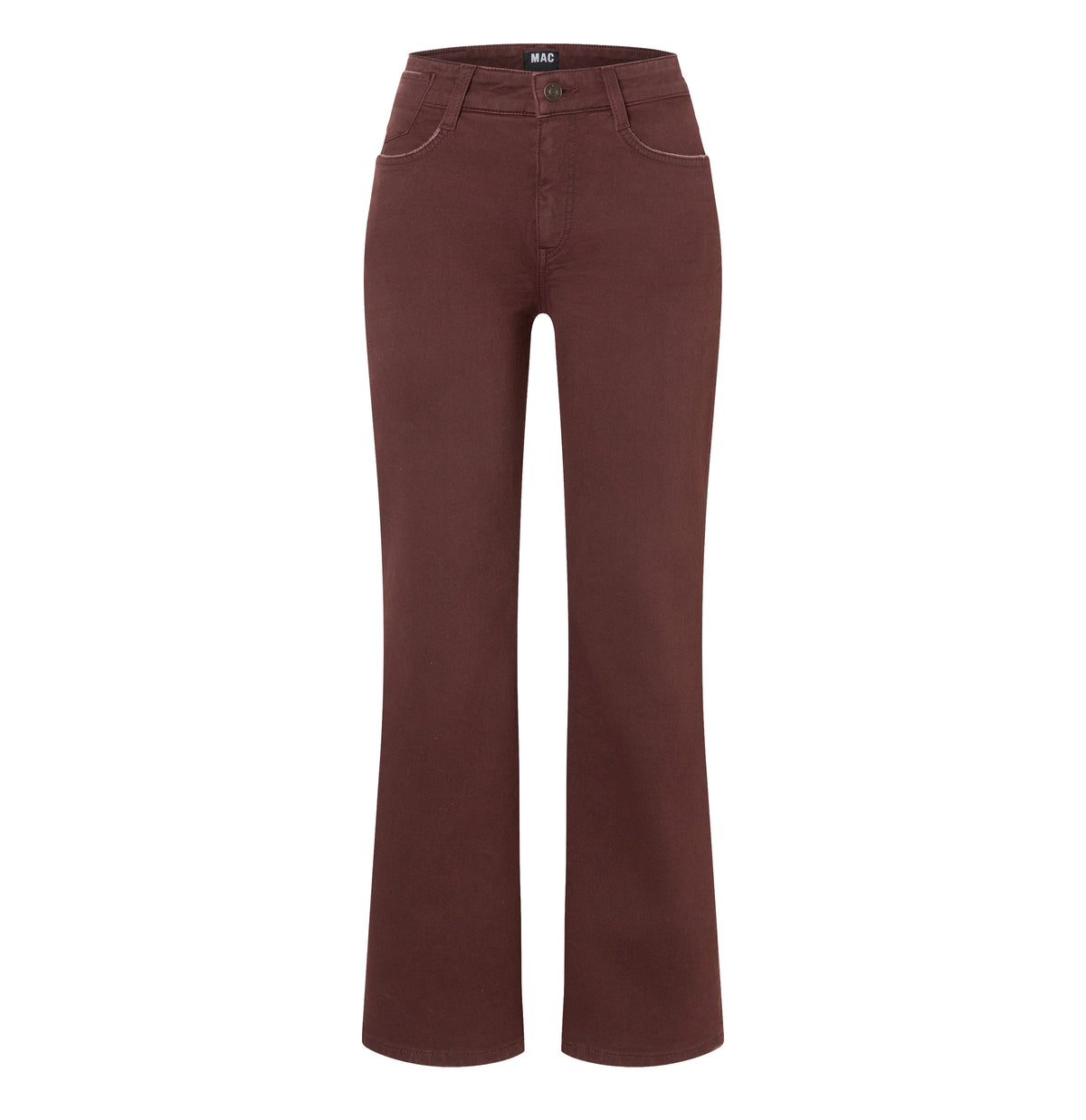 Flared trousers in a sporty cotton material. | LAURA | smoky purple | Front view of bust