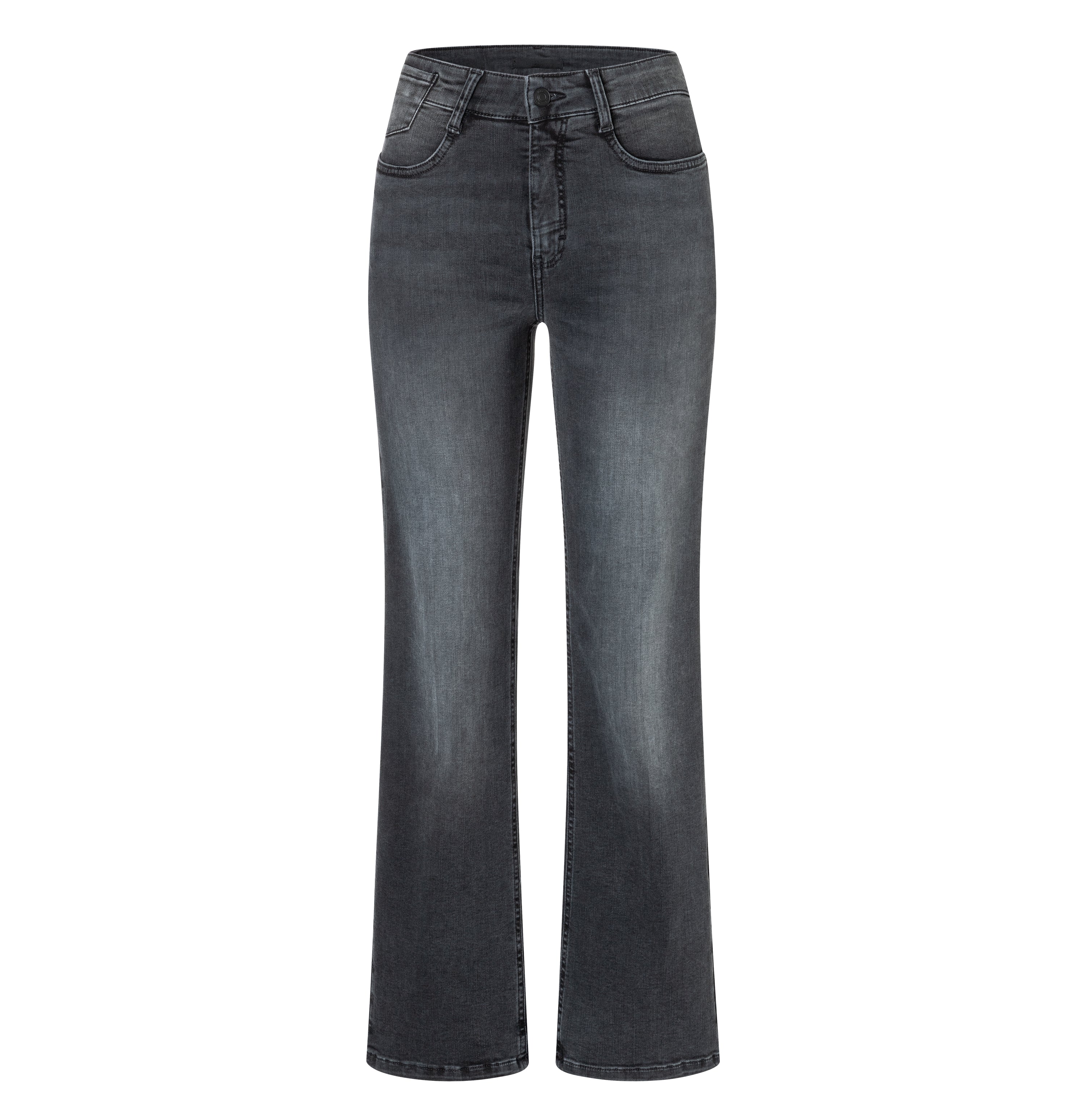 Comfortable flared jeans with seam details. | LAURA | authentic carbon wash | Front view of bust