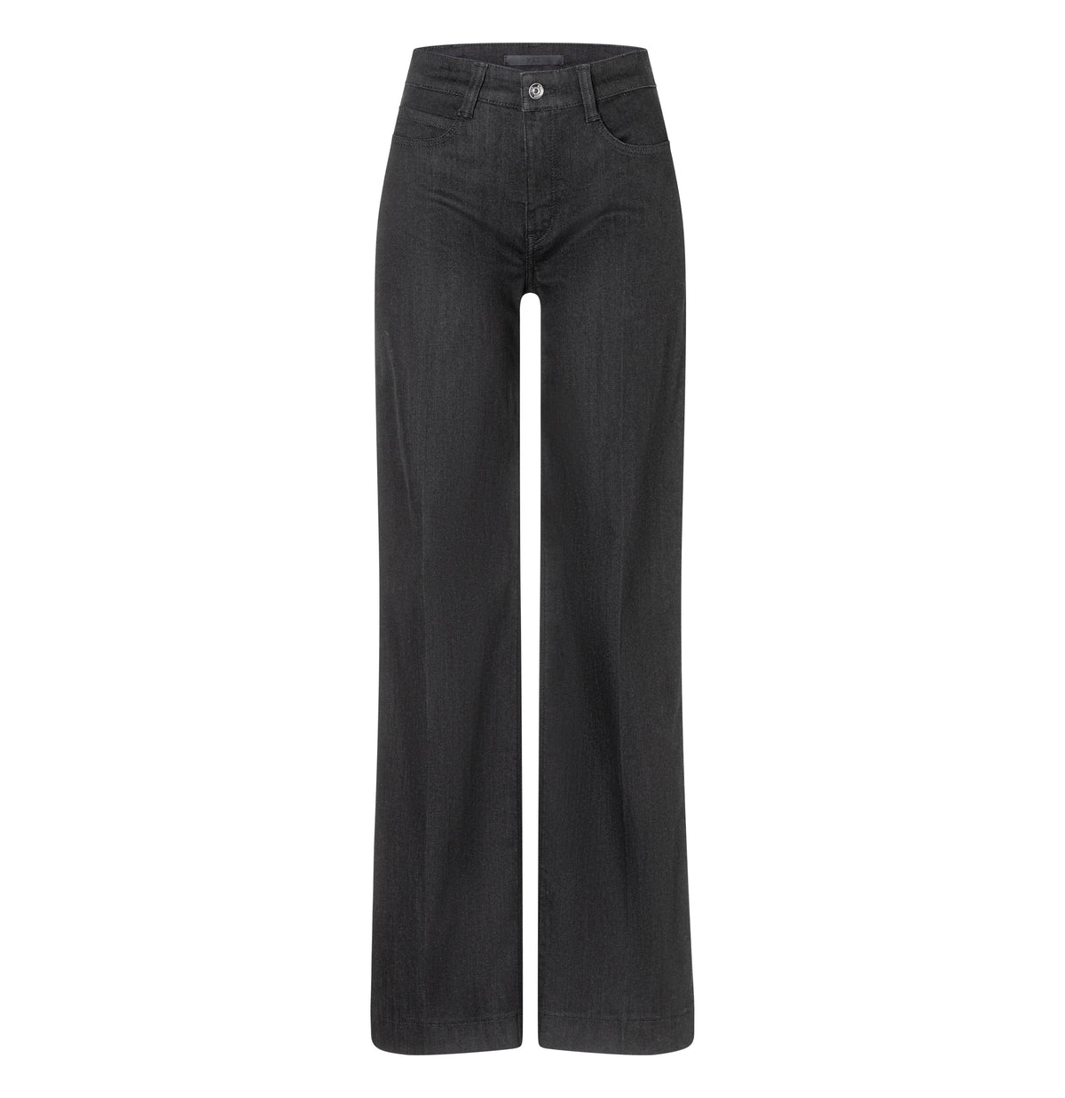 Wide jeans with fine creases. | WIDE | black-black | Front view of bust