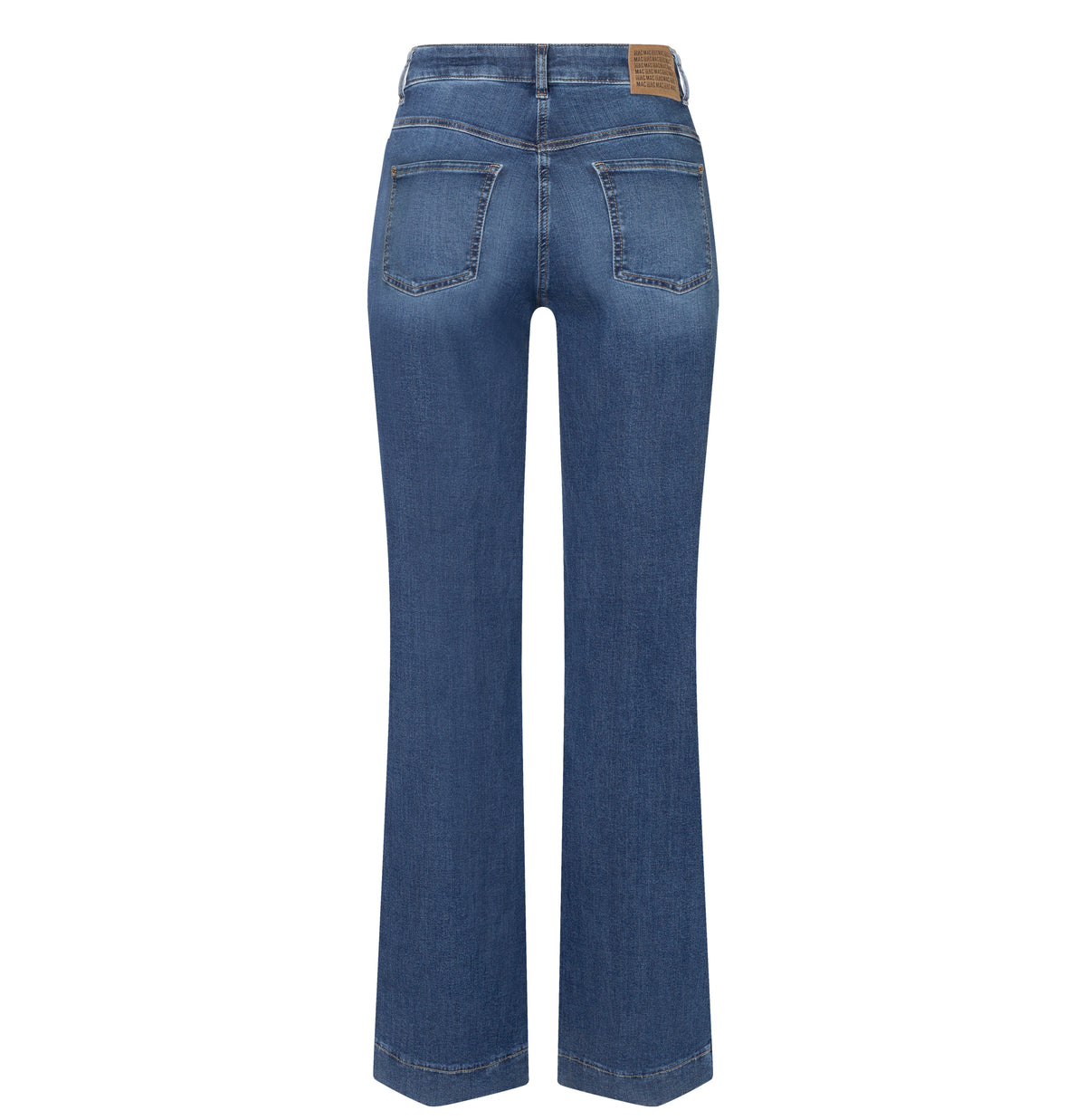 Wide jeans with decorative studs. | WIDE rivet | used wash | Back view of bust