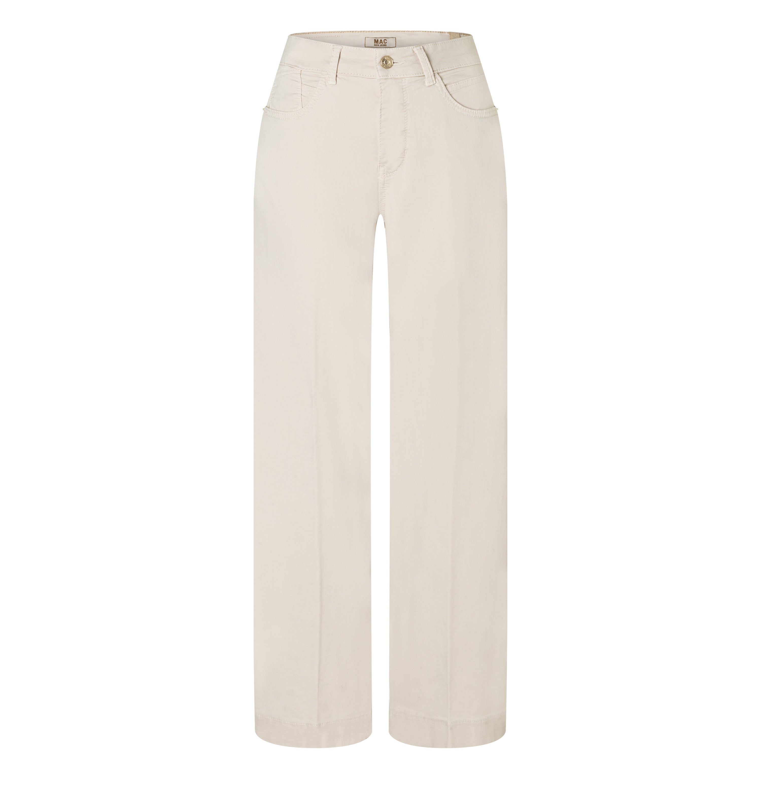 Extra wide palazzo jeans made of light denim. | RICH PALAZZO | antique white PPT | Front view of bust