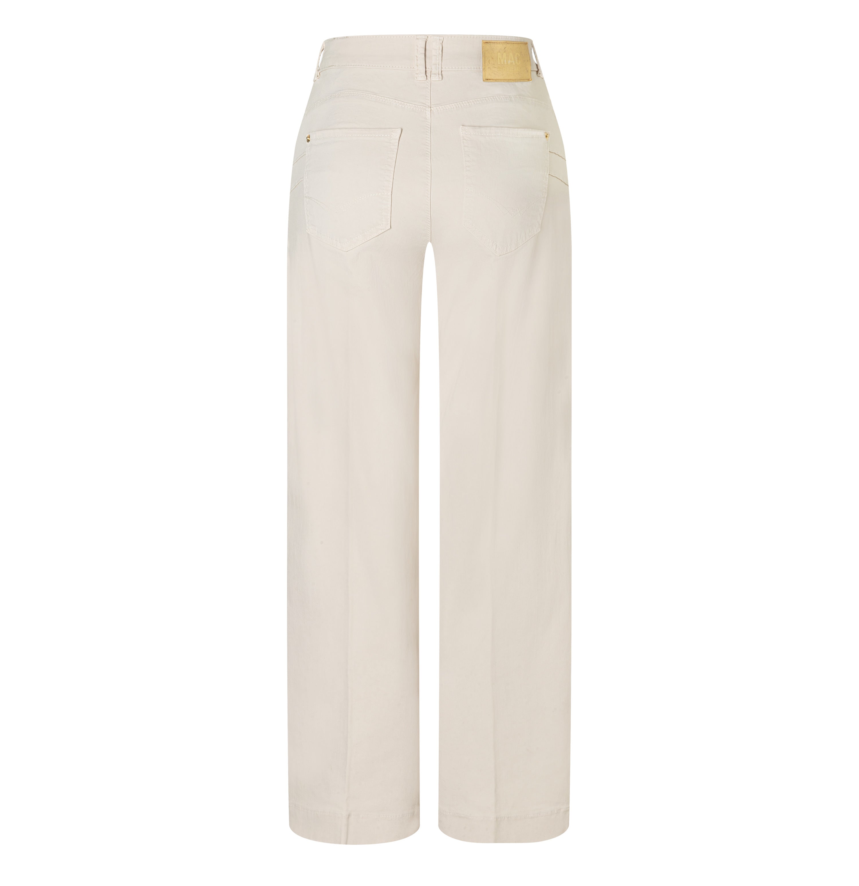 Extra wide palazzo jeans made of light denim. | RICH PALAZZO | antique white PPT | Back view of bust