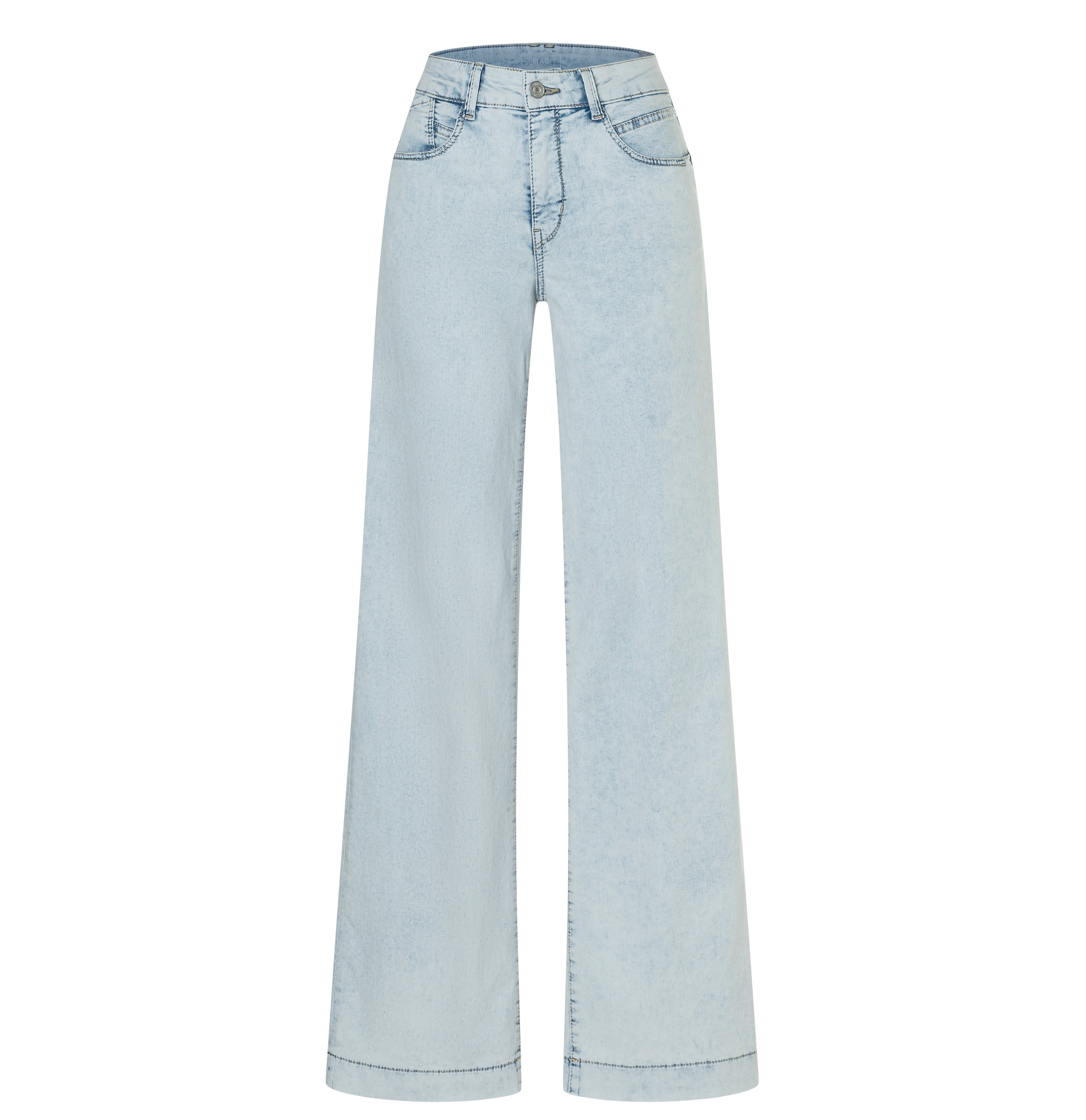 Light jeans in an extra wide cut. | RICH PALAZZO | bleached japan blue | Front view of bust