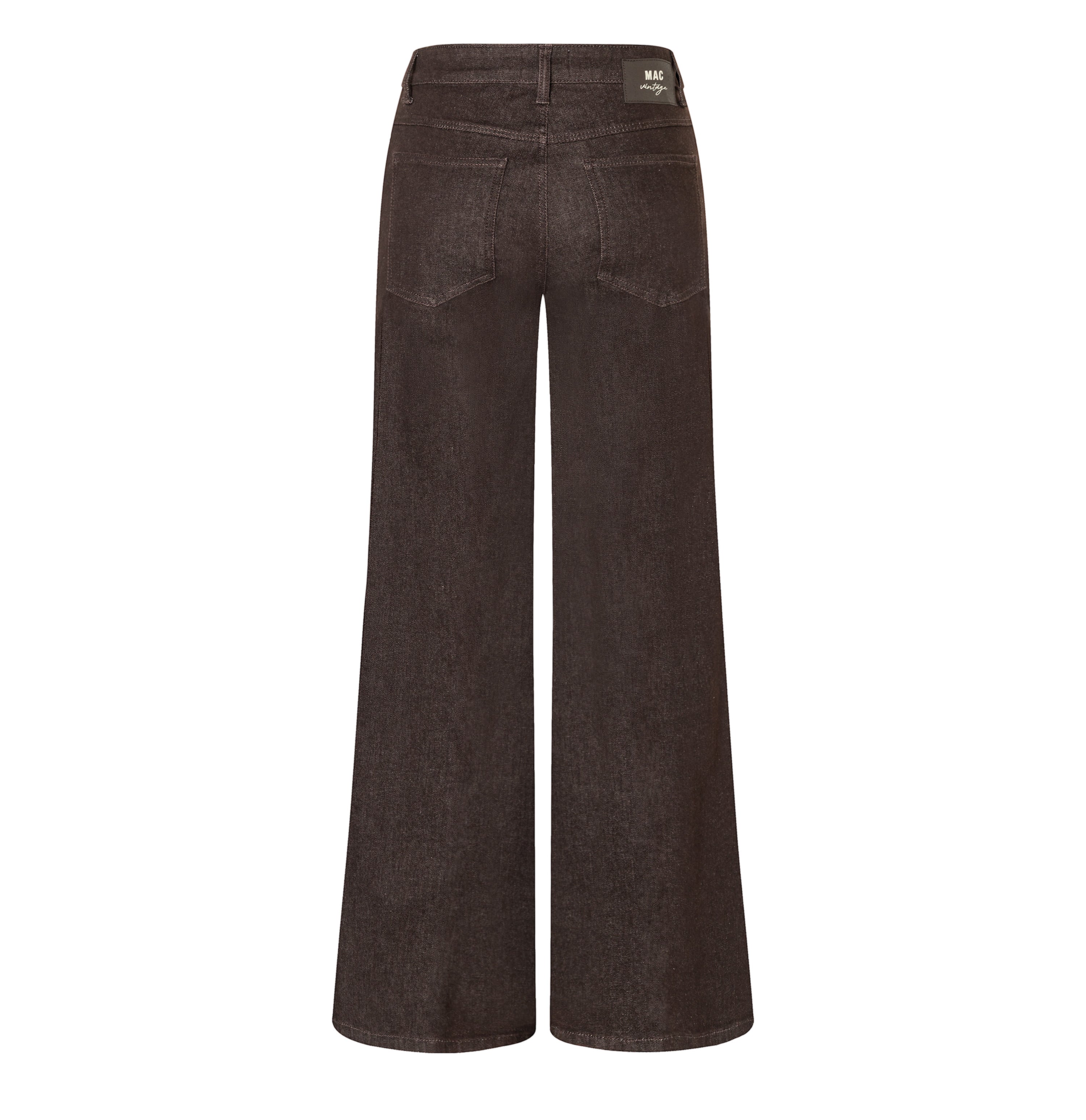 Wide fit made from comfort vintage denim. | WIDE flare | brown rinsed | Back view of bust