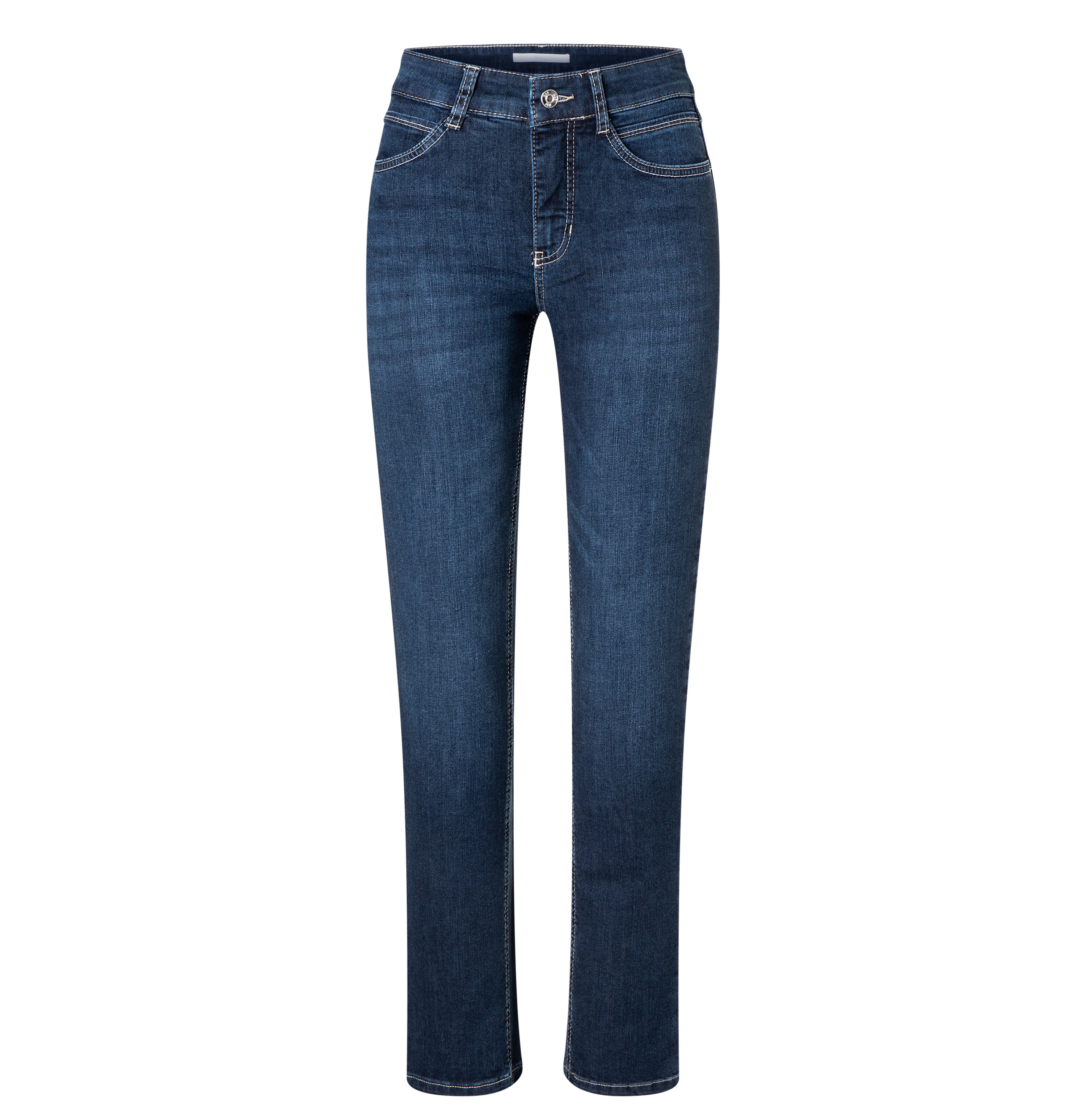 Straight jeans made of comfortable stretch denim. | ANGELA | new basic wash | Front view of bust