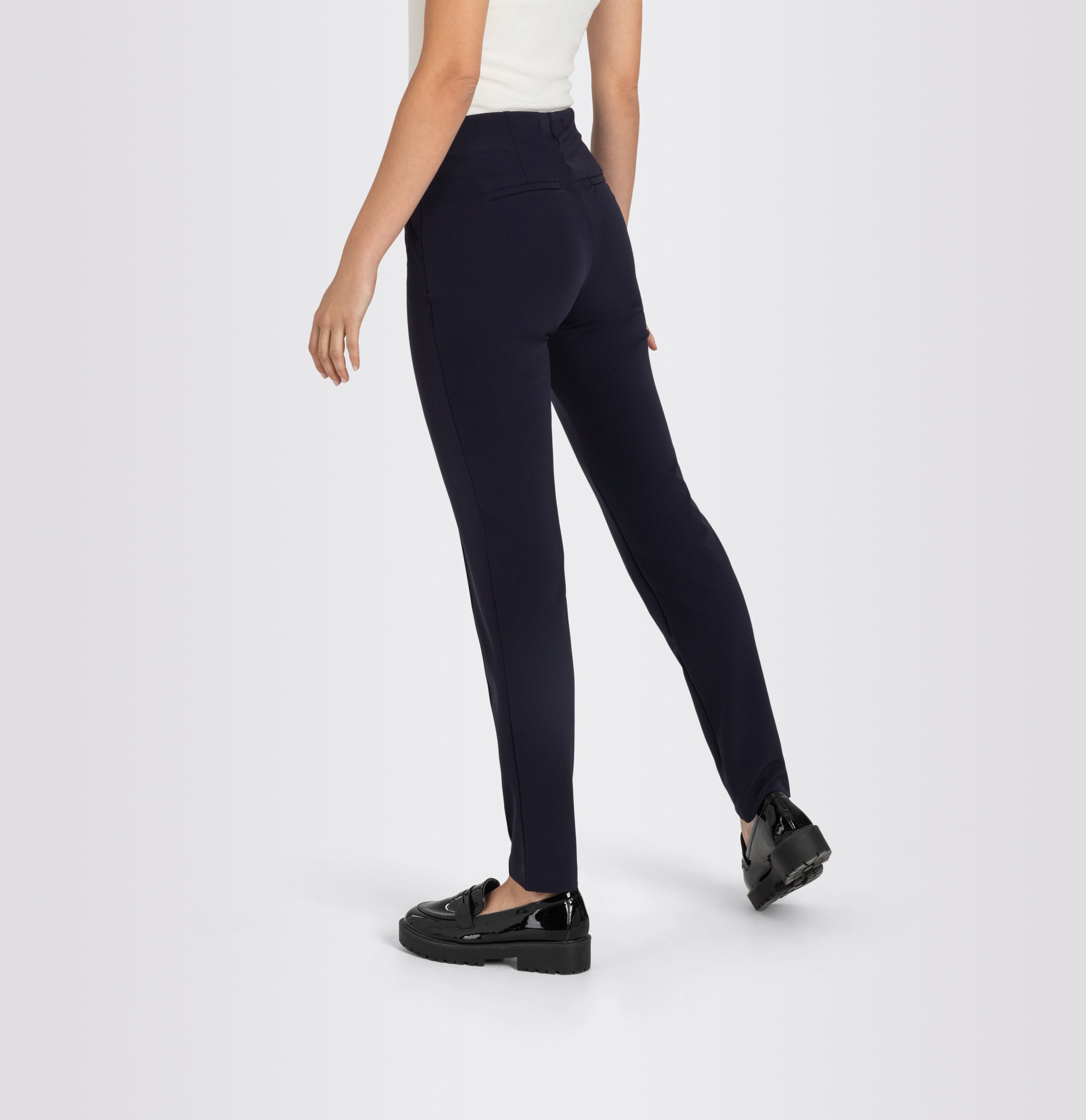 Slim trousers with piping seams suitable for the office. | ANNA zip new | dark blue | Detailed view 3 of model
