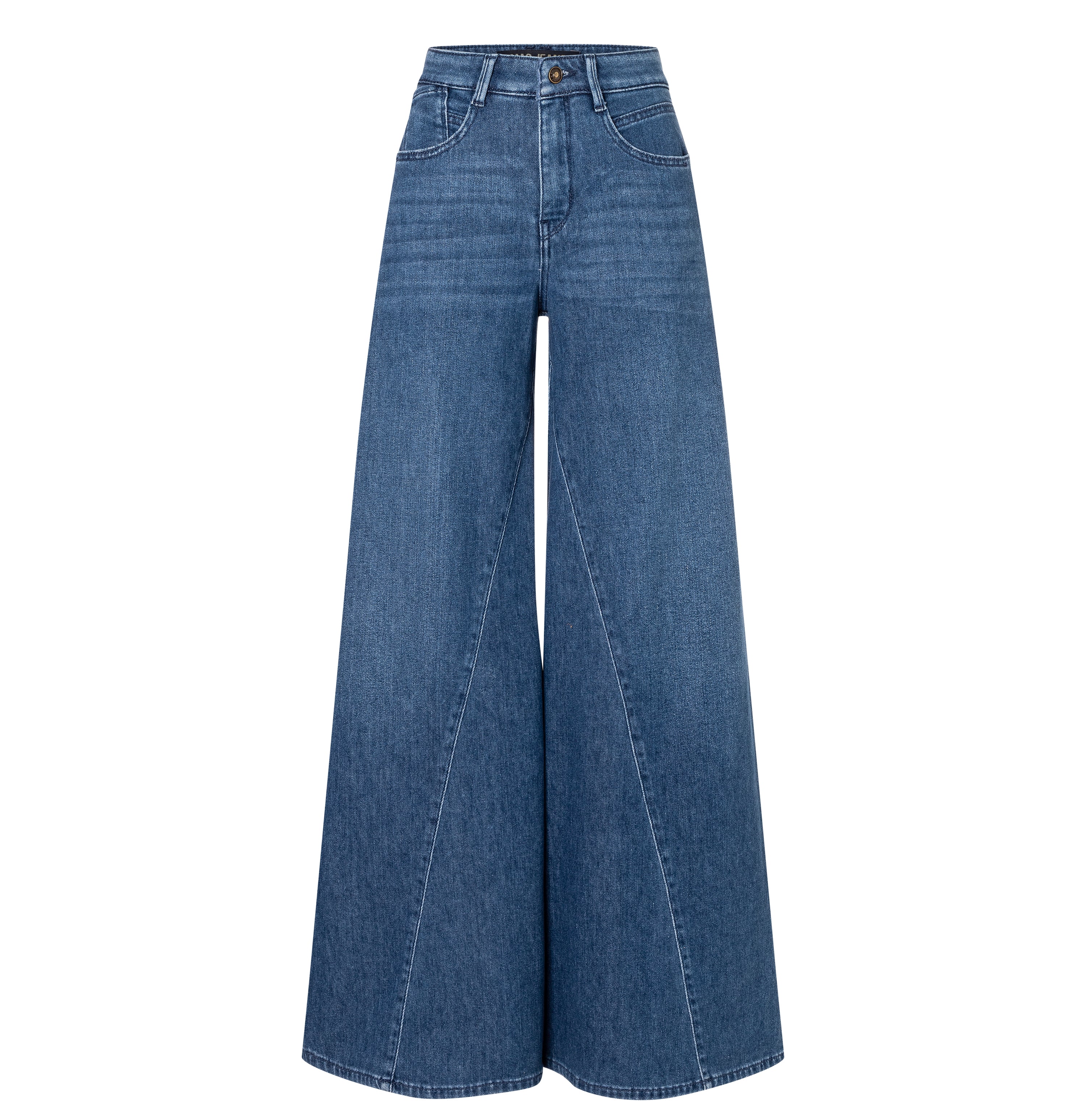 Extra wide jeans with turned inseam. | WIDE extreme | blue authentic used | Front view of bust