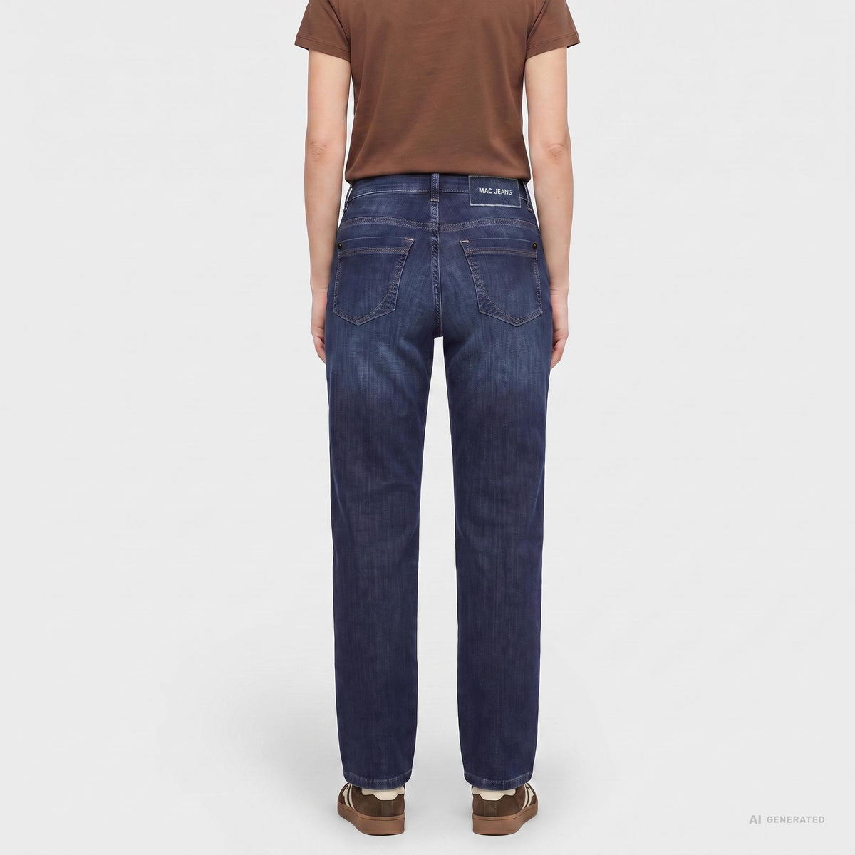Warming winter jeans with a feminine fit. | GRACIA | deep dark wash | Back view of model