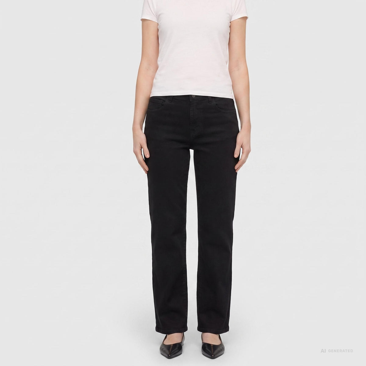 Warming winter jeans with a feminine fit. | GRACIA | black-black | Front view of model