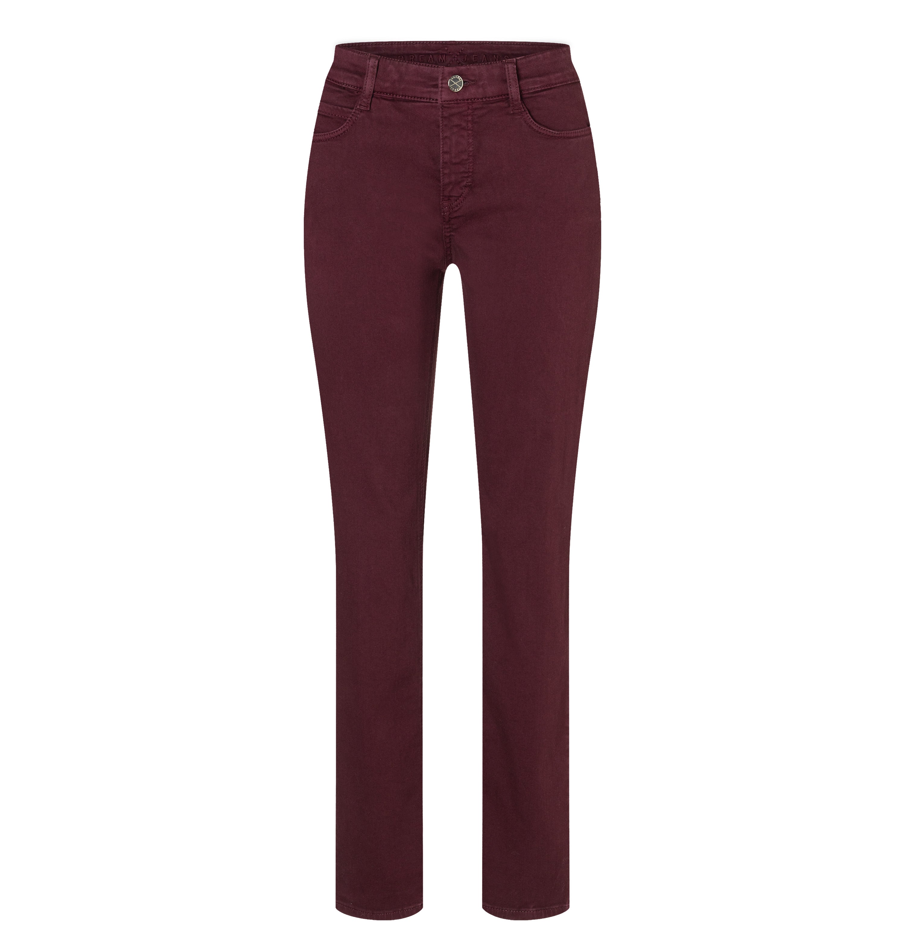 Straight fit made from hyper stretch denim. | DREAM | bordeaux PPT | Front view of bust