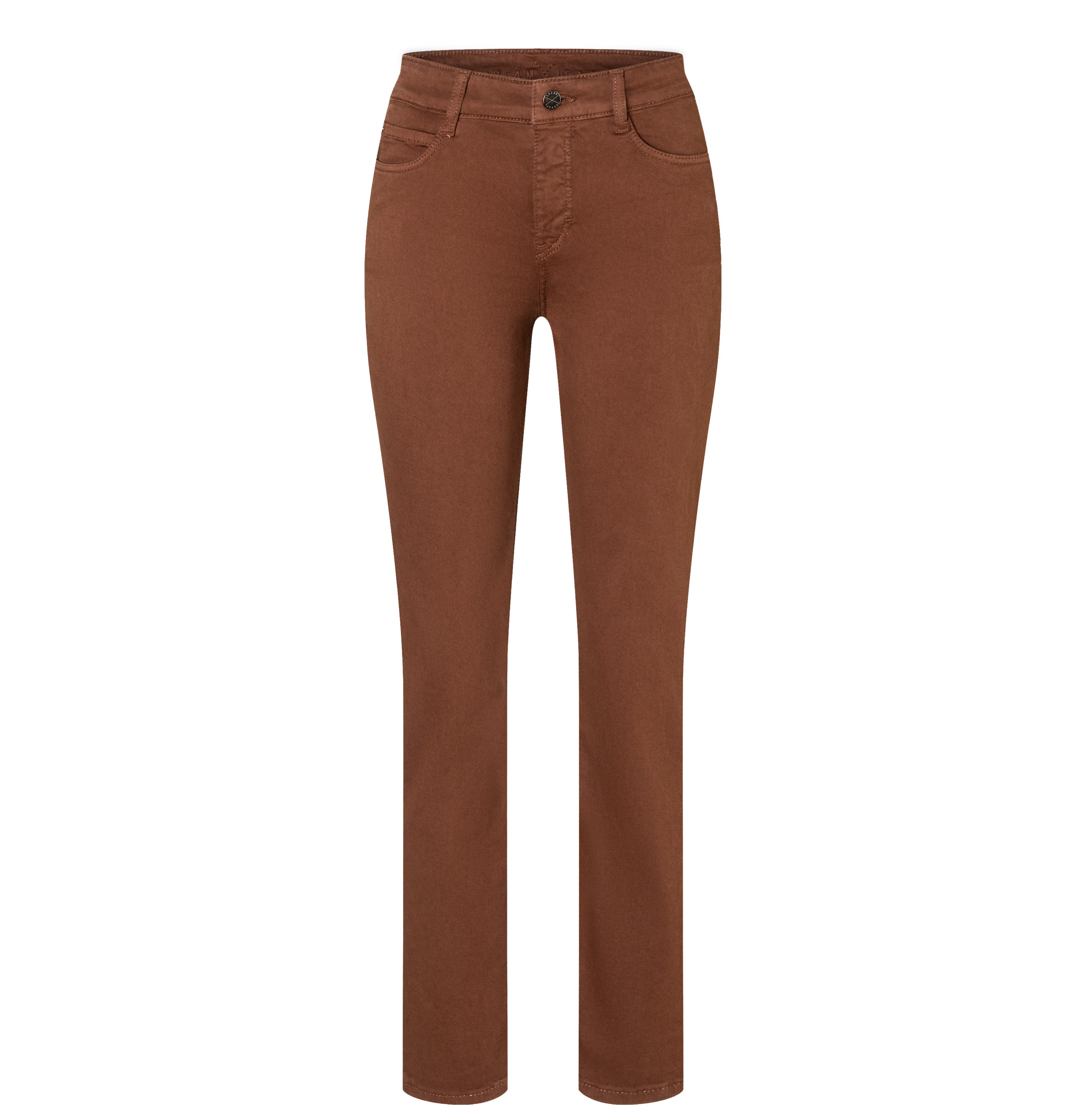 Straight fit made from hyper stretch denim. | DREAM | bison brown PPT | Front view of bust